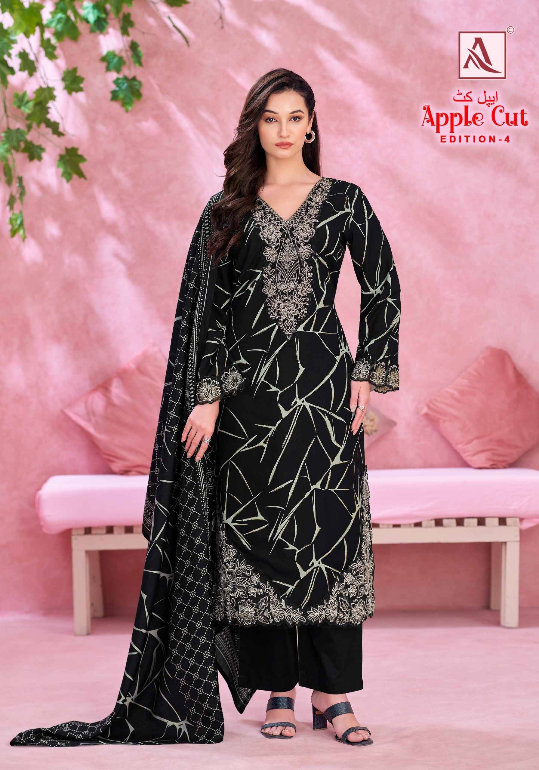 Alok Apple Cut Black Edition 4 Viscose Reyon Dress Material 6 pcs Catalog | Surat TextileMarket