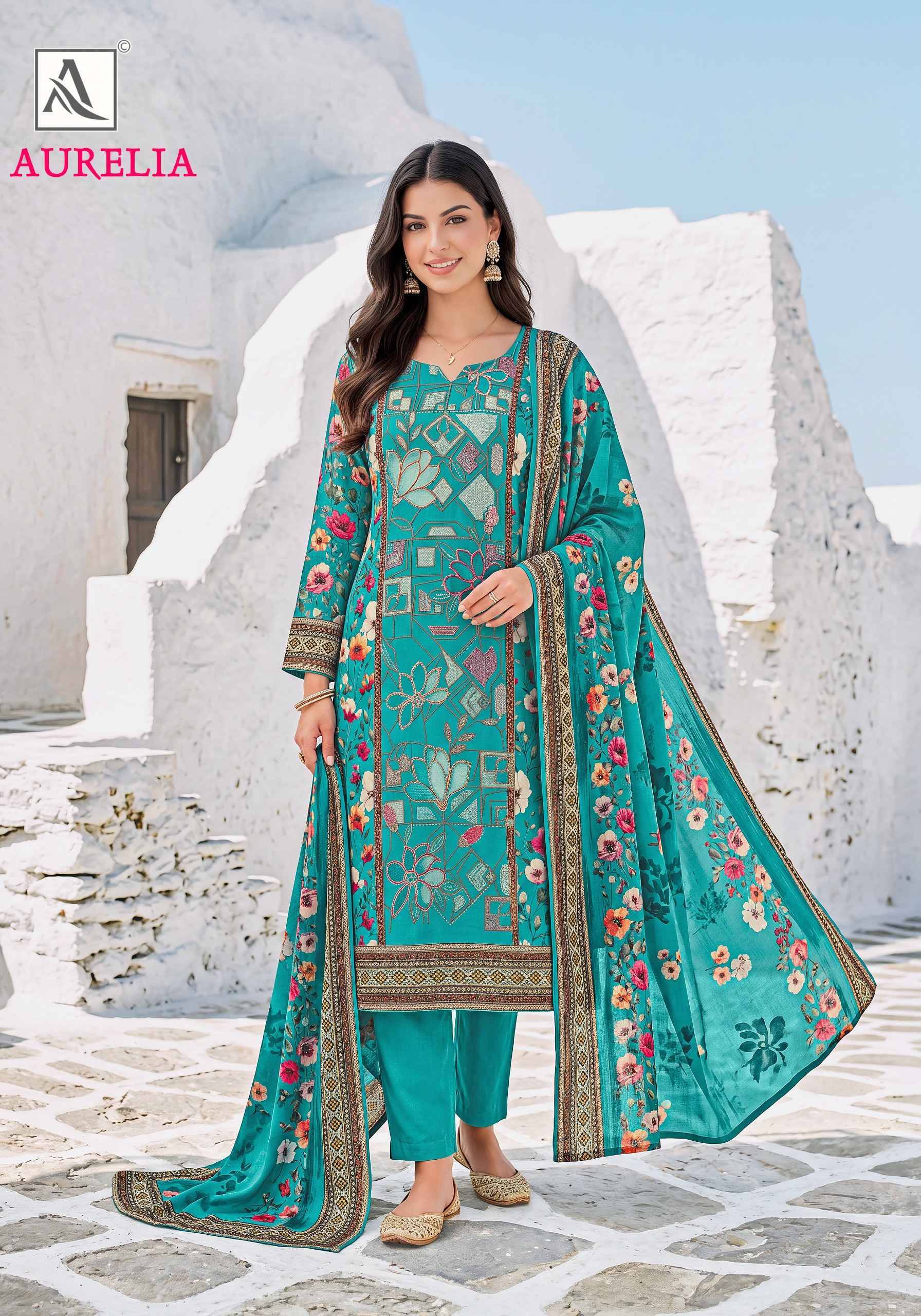 Alok Aurelia Viscose Maslin Dress Material 6 pcs Catalog | Surat textile market