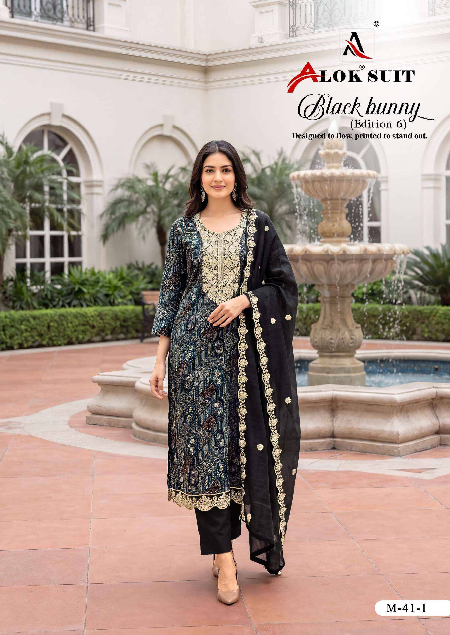 Alok Black Bunny Edition 6 Viscose Rayon Dress Material 8 pcs Catalog | Surat Wholesaler