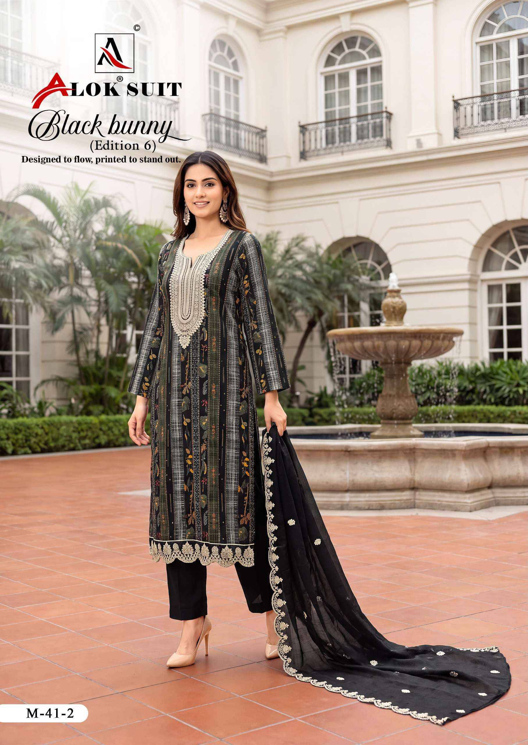 Alok Black Bunny Edition 6 Viscose Rayon Dress Material 8 pcs Catalog | Surat Wholesaler