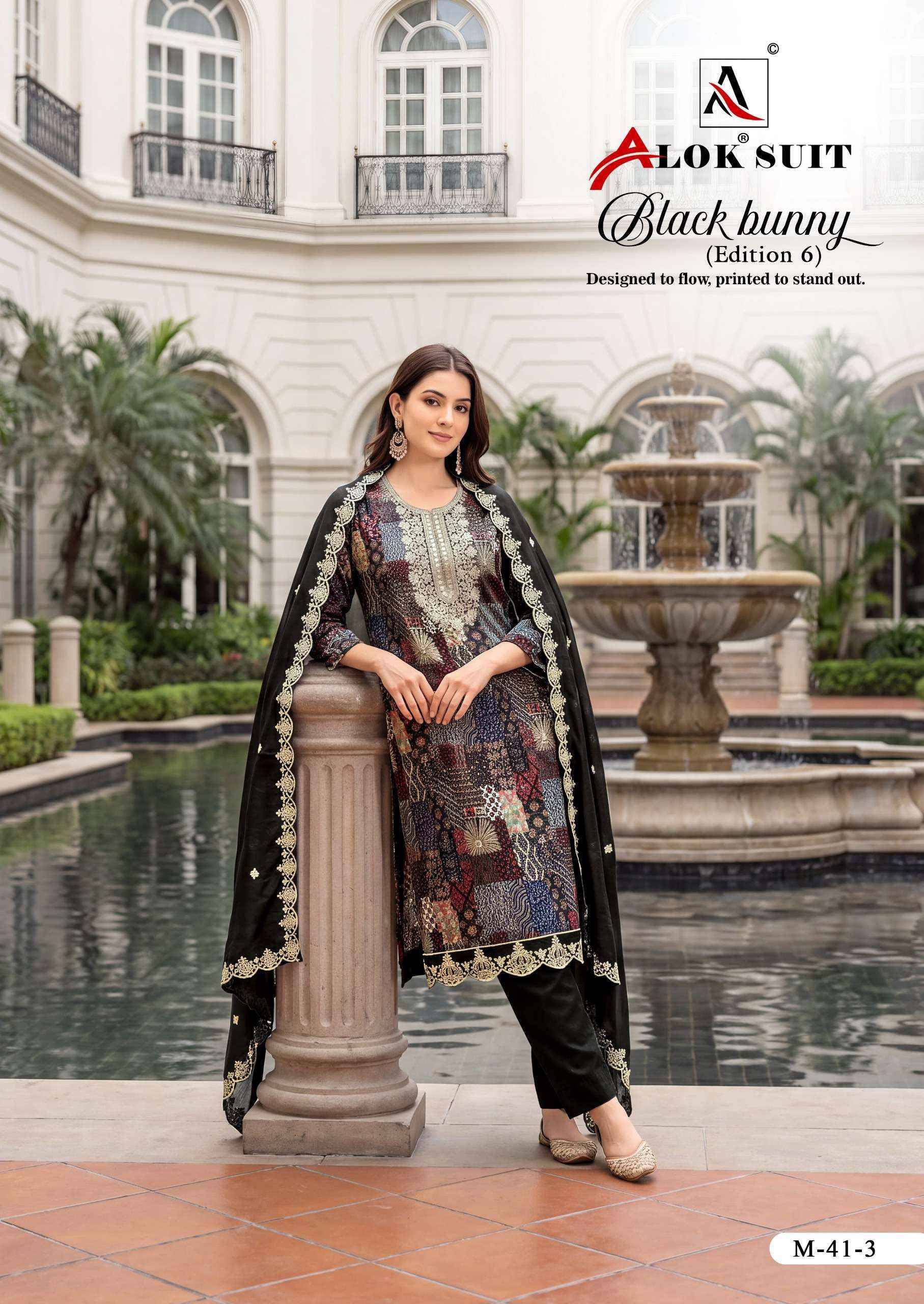 Alok Black Bunny Edition 6 Viscose Rayon Dress Material 8 pcs Catalog | Surat Wholesaler