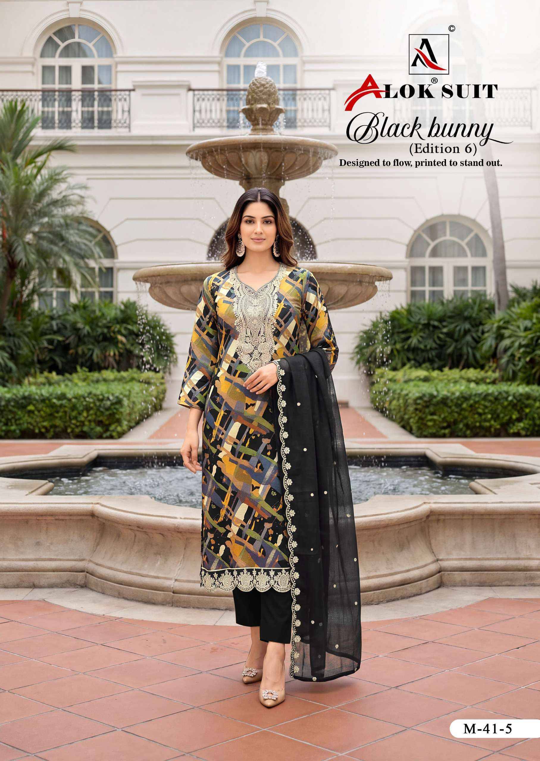 Alok Black Bunny Edition 6 Viscose Rayon Dress Material 8 pcs Catalog | Surat Wholesaler