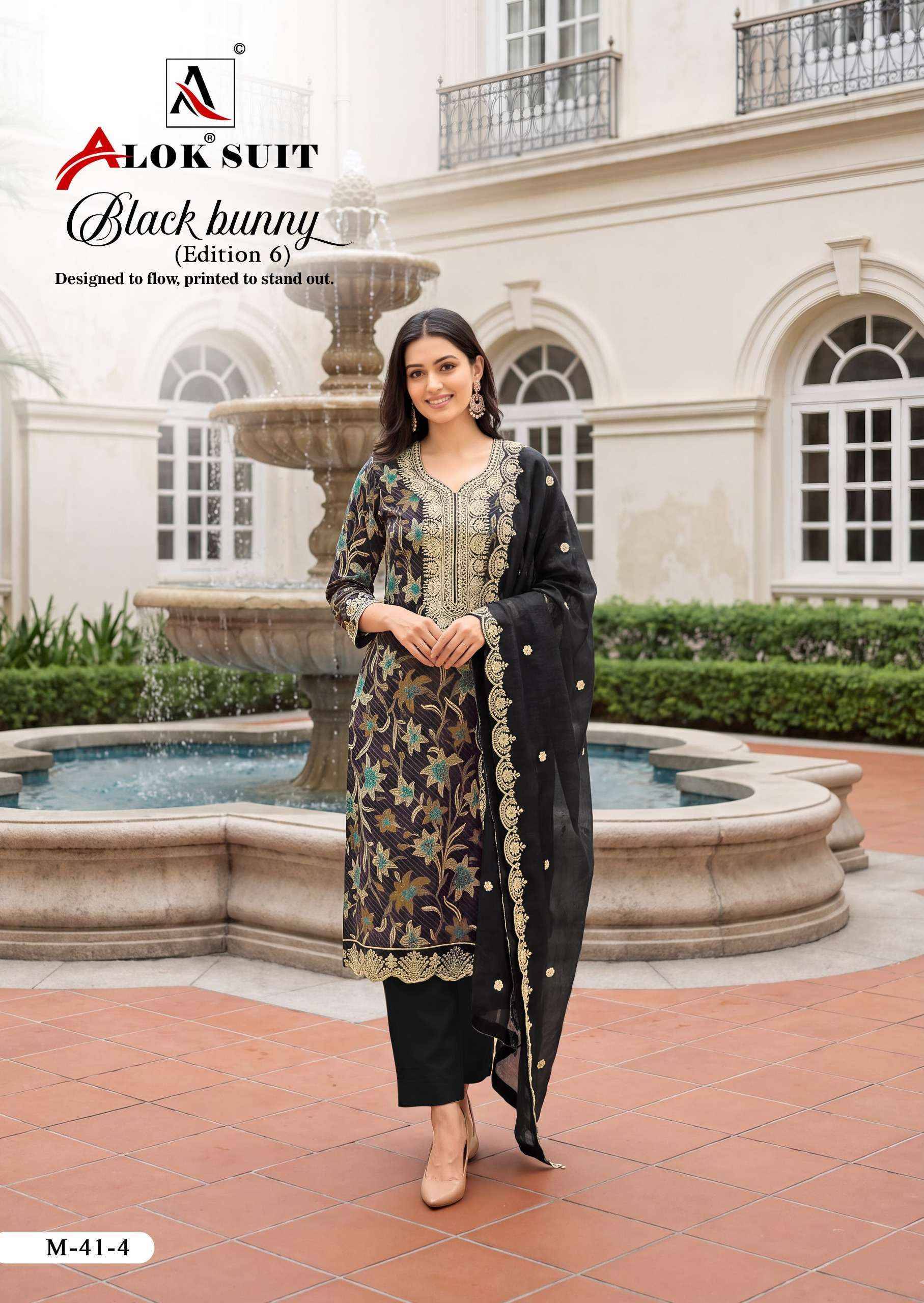 Alok Black Bunny Edition 6 Viscose Rayon Dress Material 8 pcs Catalog | Surat Wholesaler