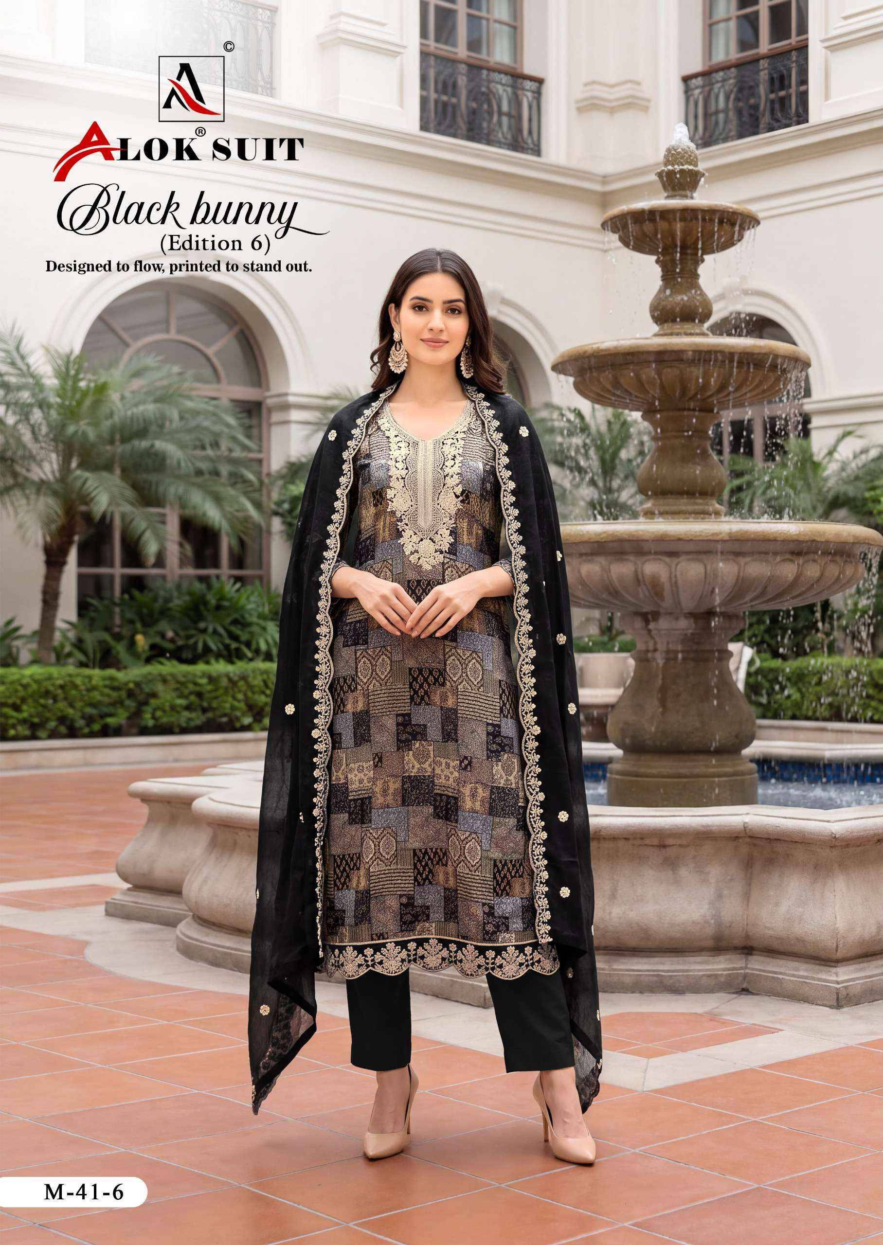 Alok Black Bunny Edition 6 Viscose Rayon Dress Material 8 pcs Catalog | Surat Wholesaler