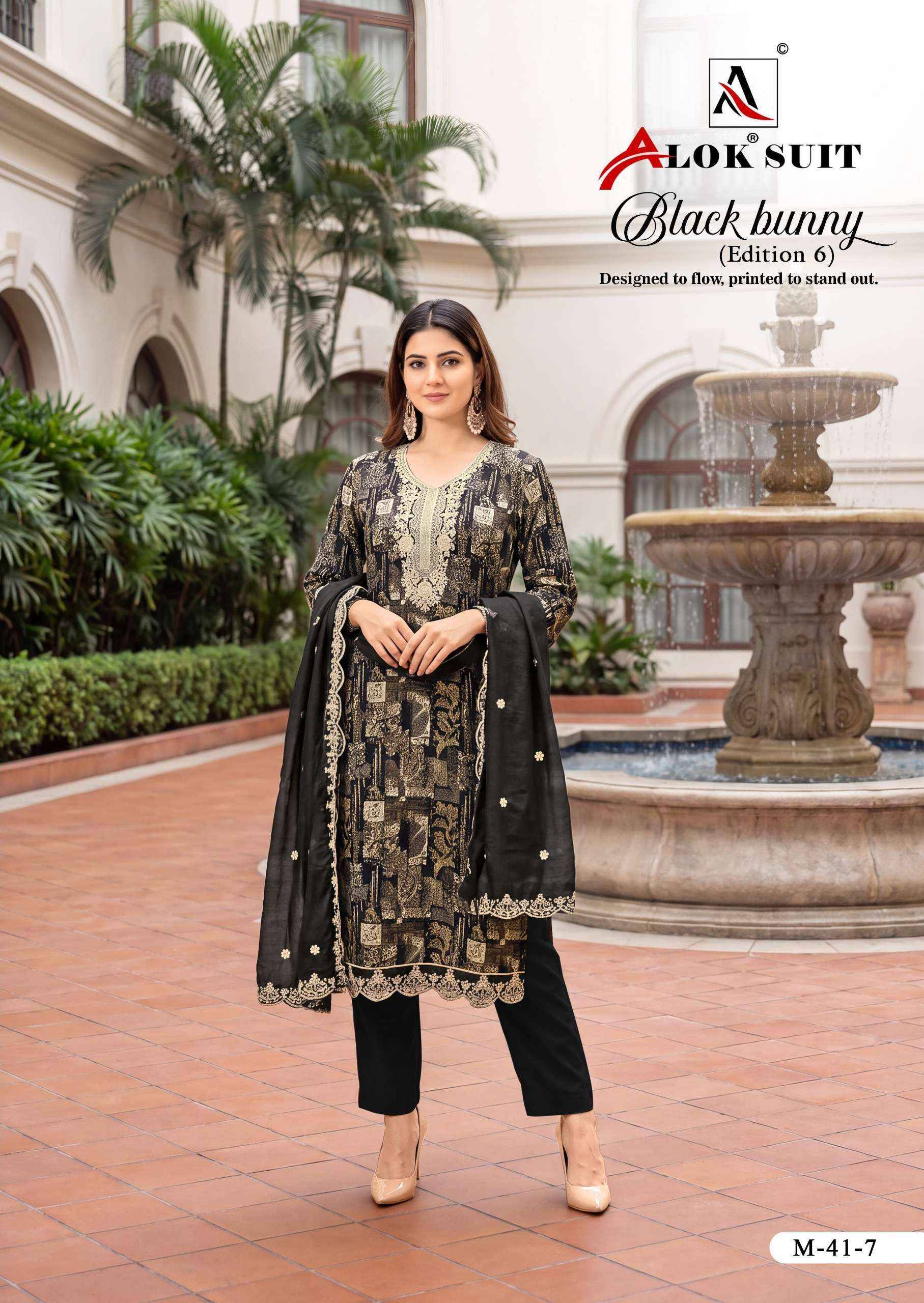 Alok Black Bunny Edition 6 Viscose Rayon Dress Material 8 pcs Catalog | Surat Wholesaler