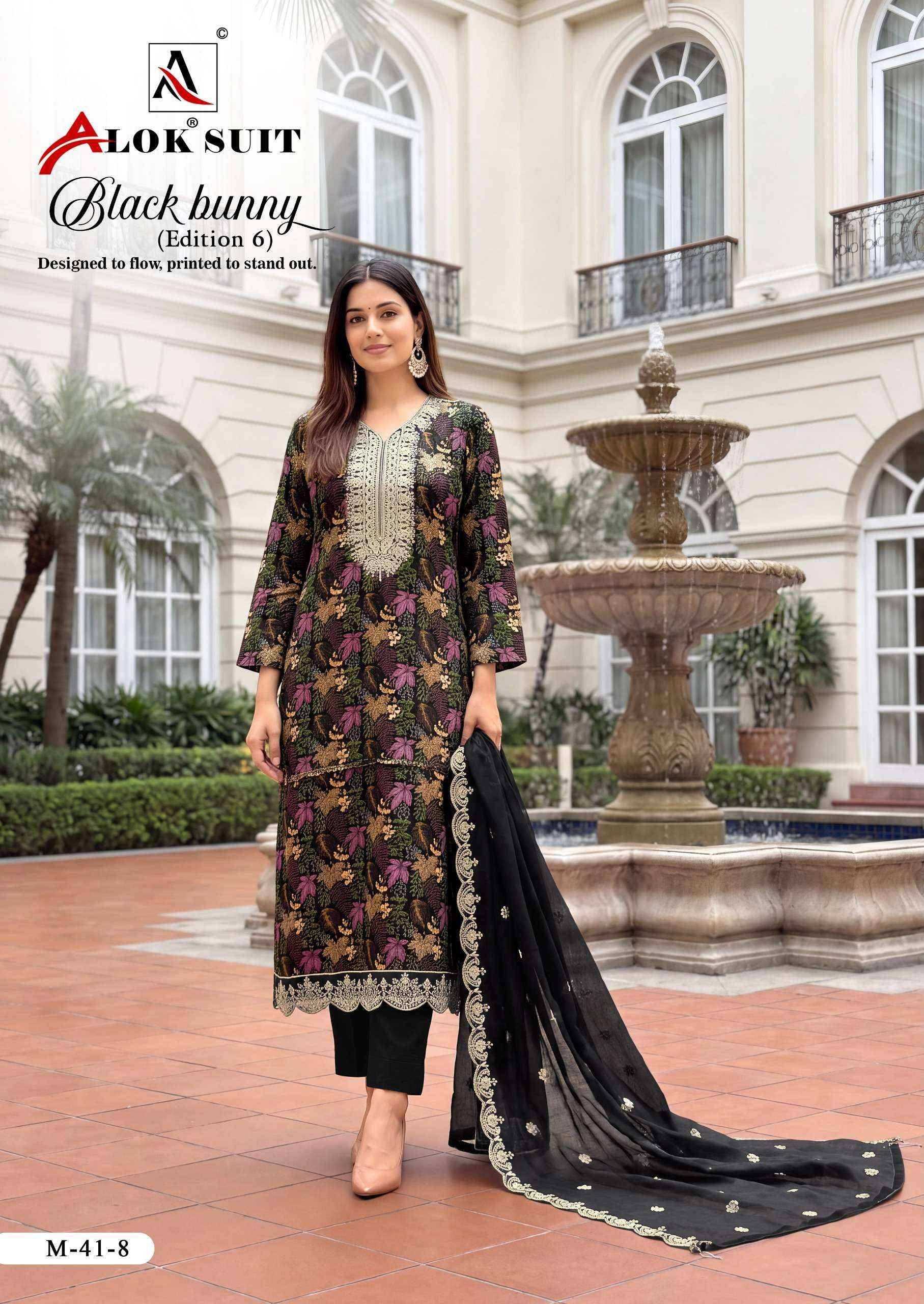 Alok Black Bunny Edition 6 Viscose Rayon Dress Material 8 pcs Catalog | Surat Wholesaler