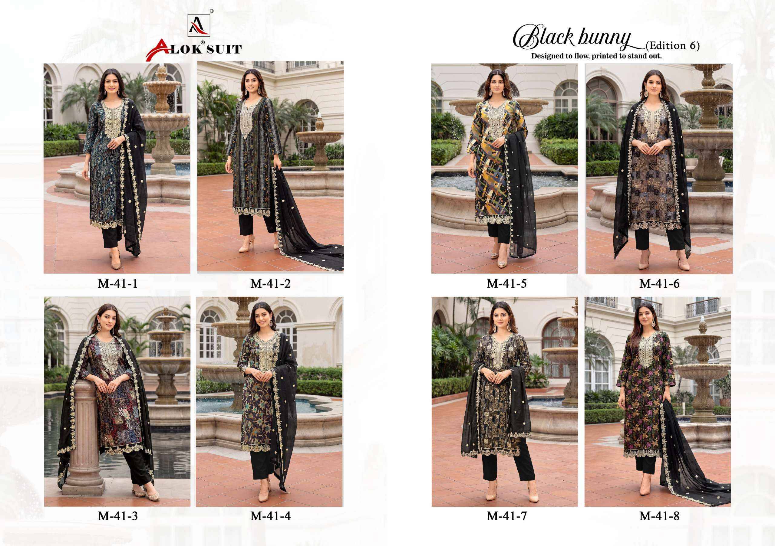 Alok Black Bunny Edition 6 Viscose Rayon Dress Material 8 pcs Catalog | Surat Wholesaler