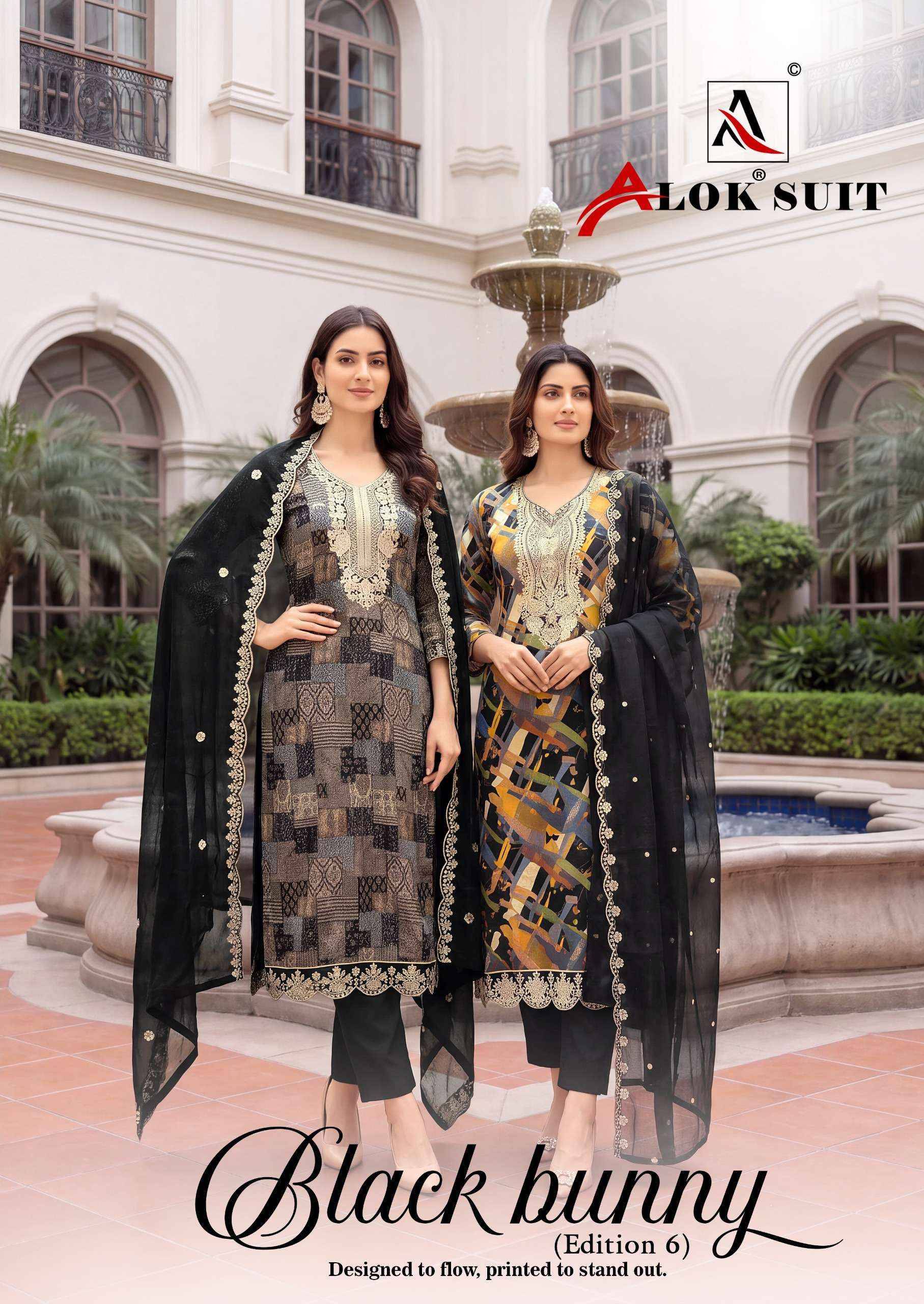 Alok Black Bunny Edition 6 Viscose Rayon Dress Material 8 pcs Catalog | Surat Wholesaler