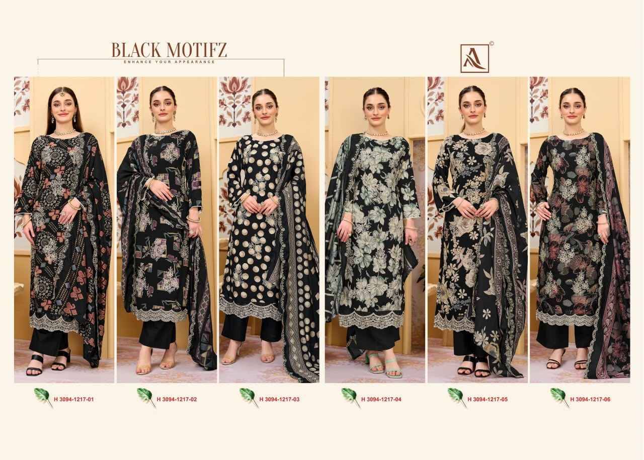 Alok Black Motifz Viscose Reyon Dress Material wholesale 6 pcs Catalog