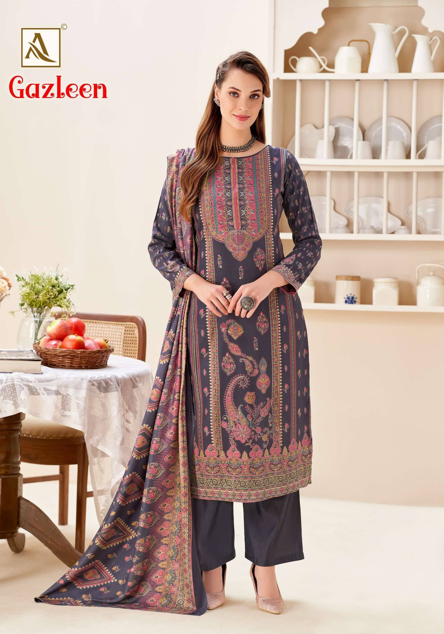 Alok Gazleen Pashmina Dress Material 6 pcs Catalog | Wholesale Catalog
