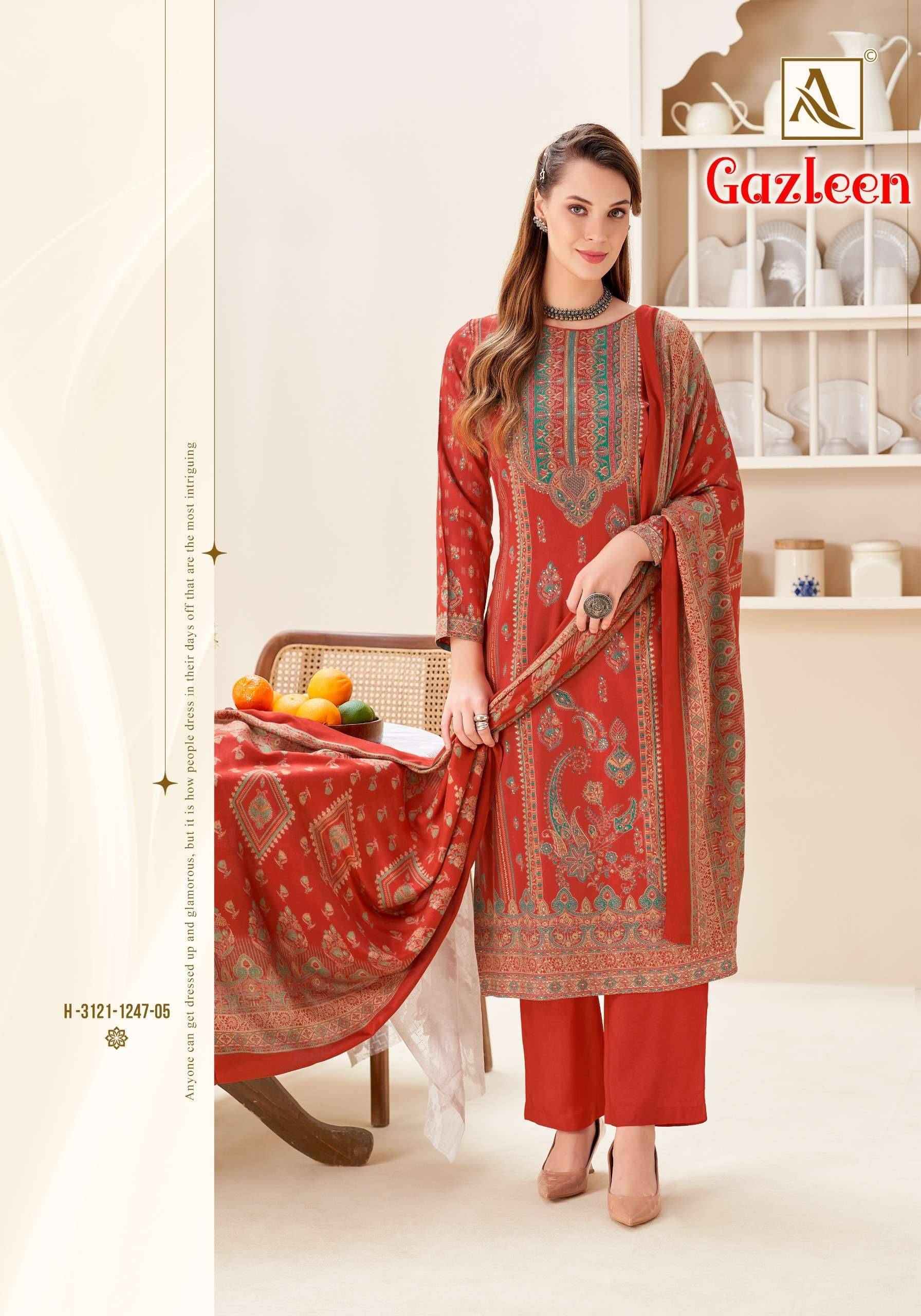 Alok Gazleen Pashmina Dress Material 6 pcs Catalog | Wholesale Catalog
