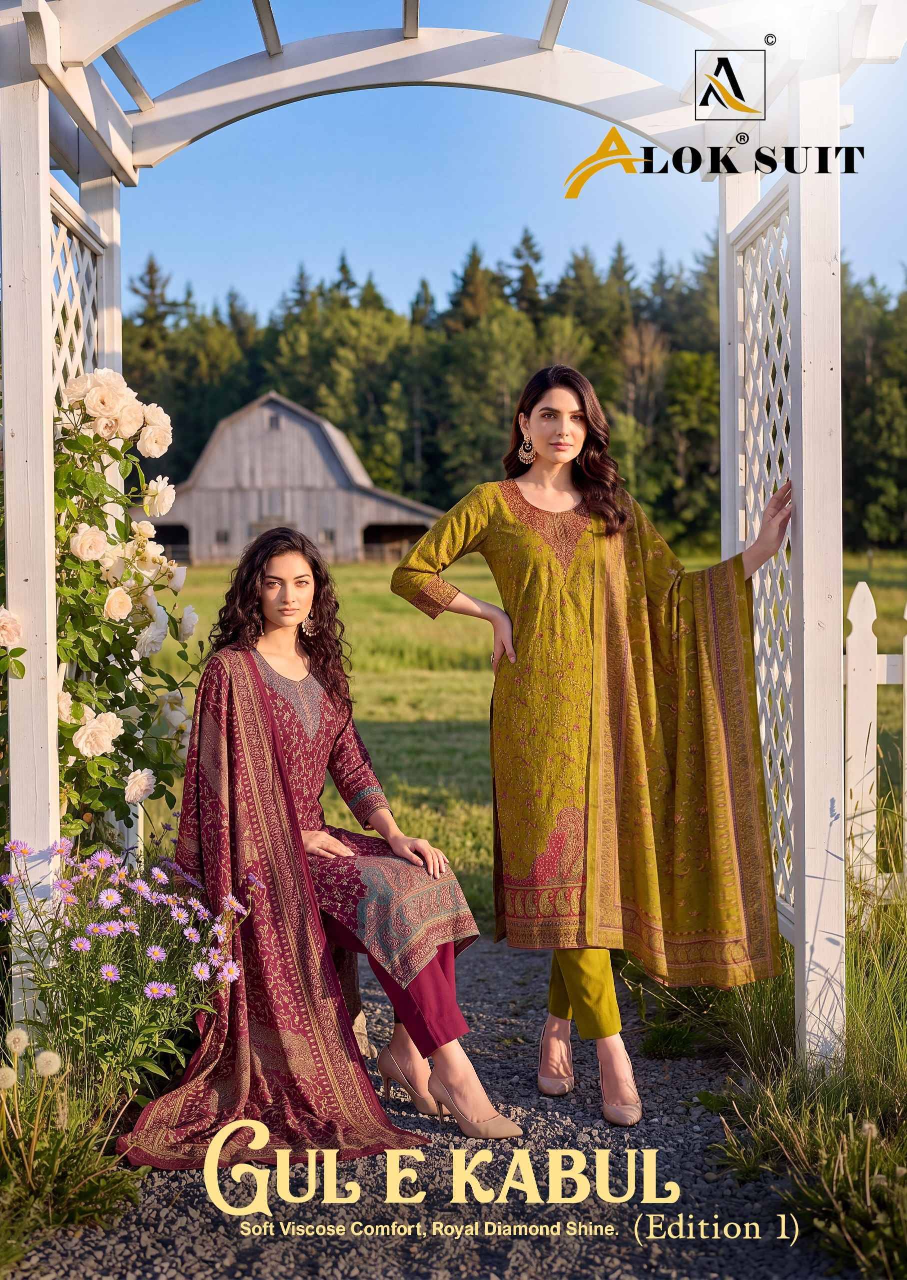 Alok Gul E Kabul Edition 1 Viscose Dress Material 6 pcs Catalog | Surat Wholesale Market