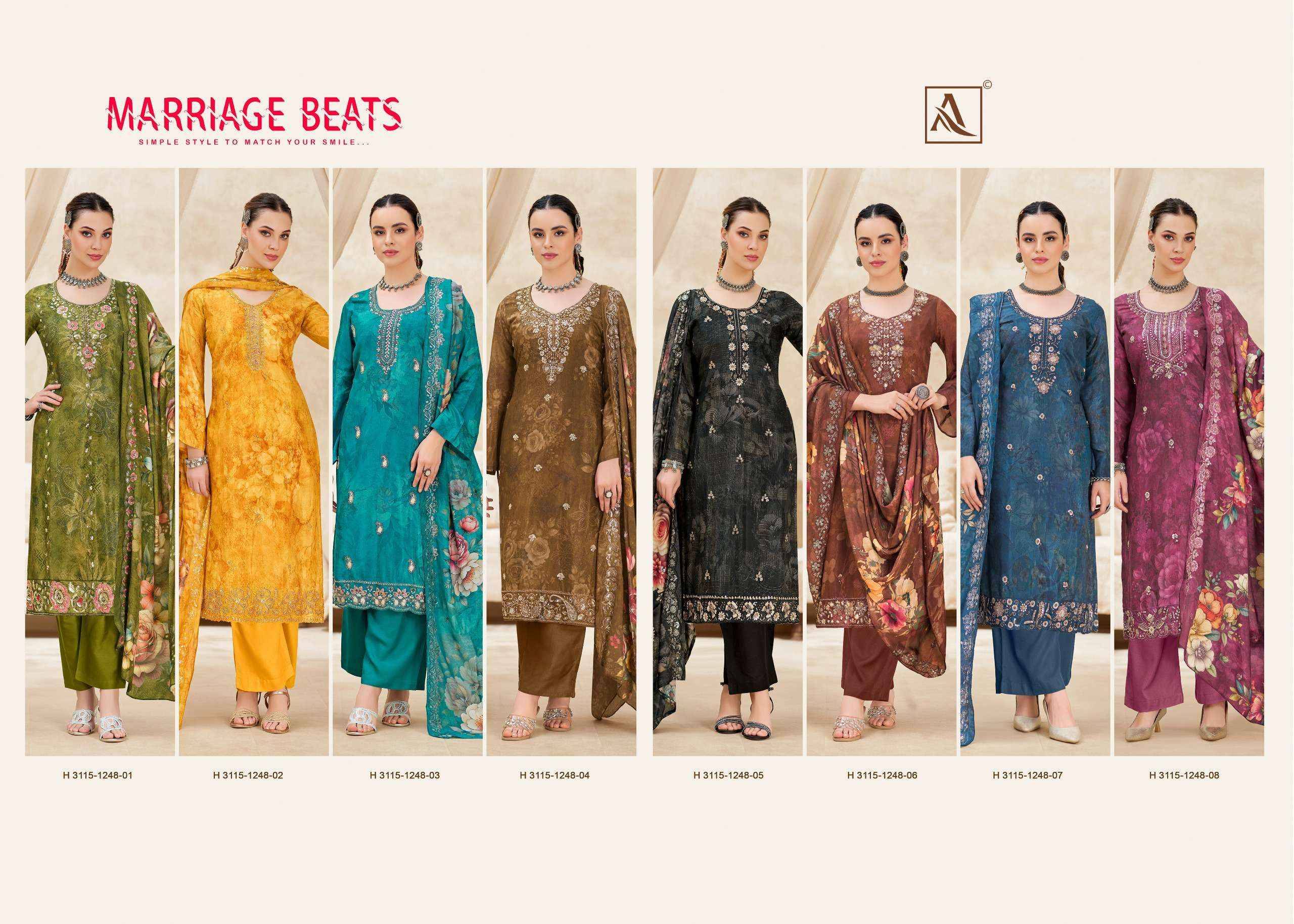 Alok Marriage Beats Viscose Dress Material 8 pcs Catalog | Wholesale Textiles Direct from Surat