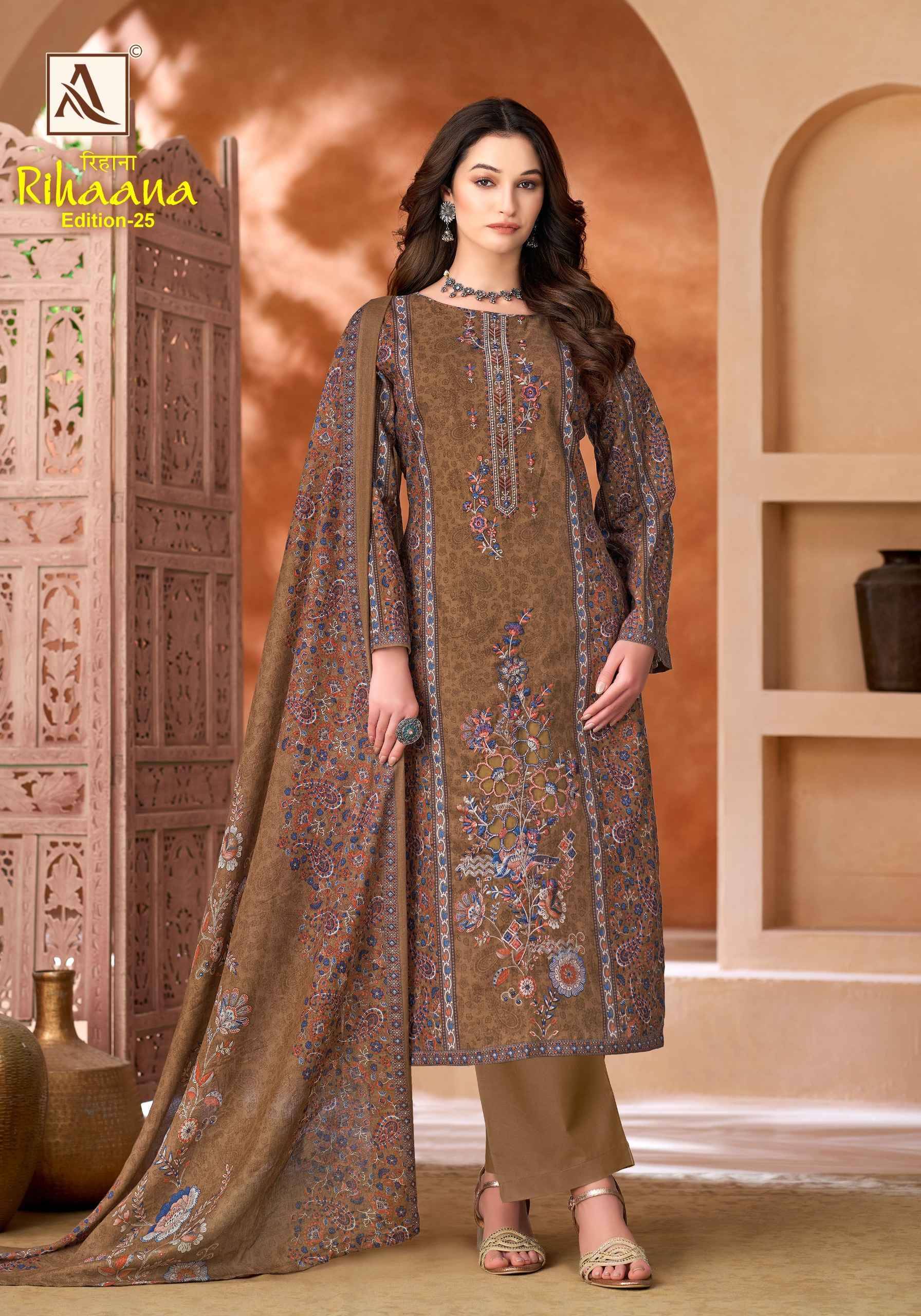 Alok Rihaana Edition 25 Cambric Cotton Dress Material 6 pcs Catalogue