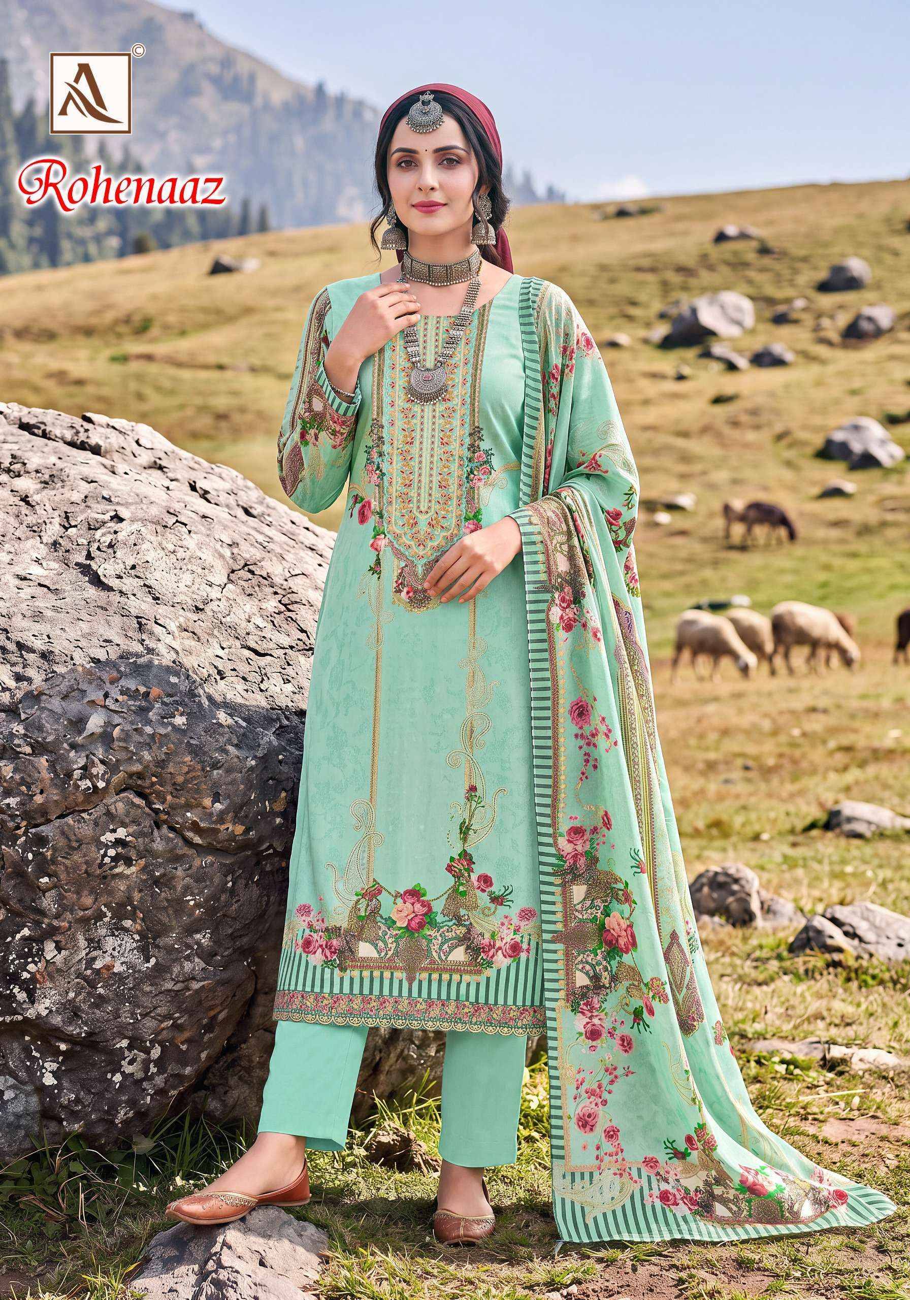 Alok Rohenaaz Viscose Maslin Dress Material 4 pcs Catalog | Surat Market Wholesale