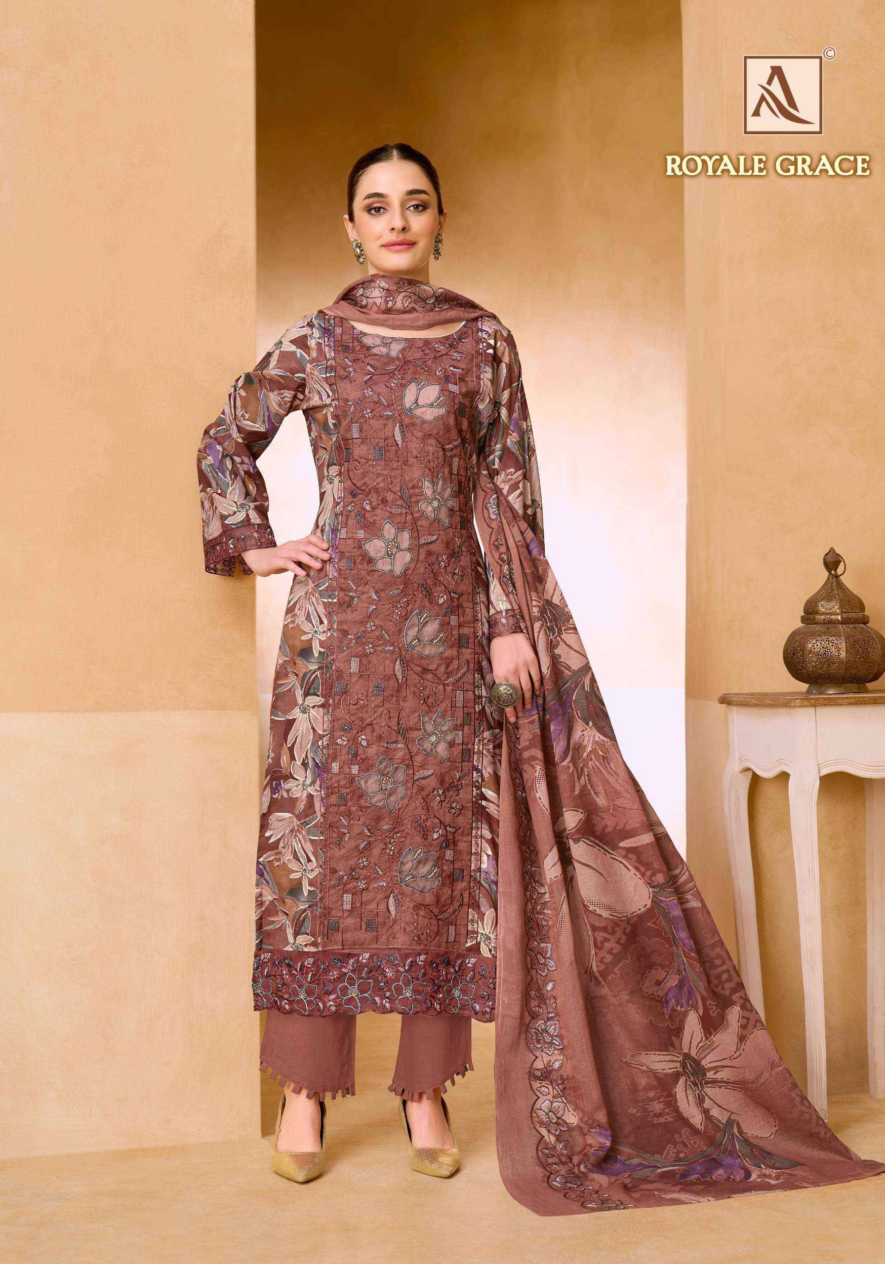 Alok Royale Grace Cambric Cotton Dress Material 6 pcs Catalog