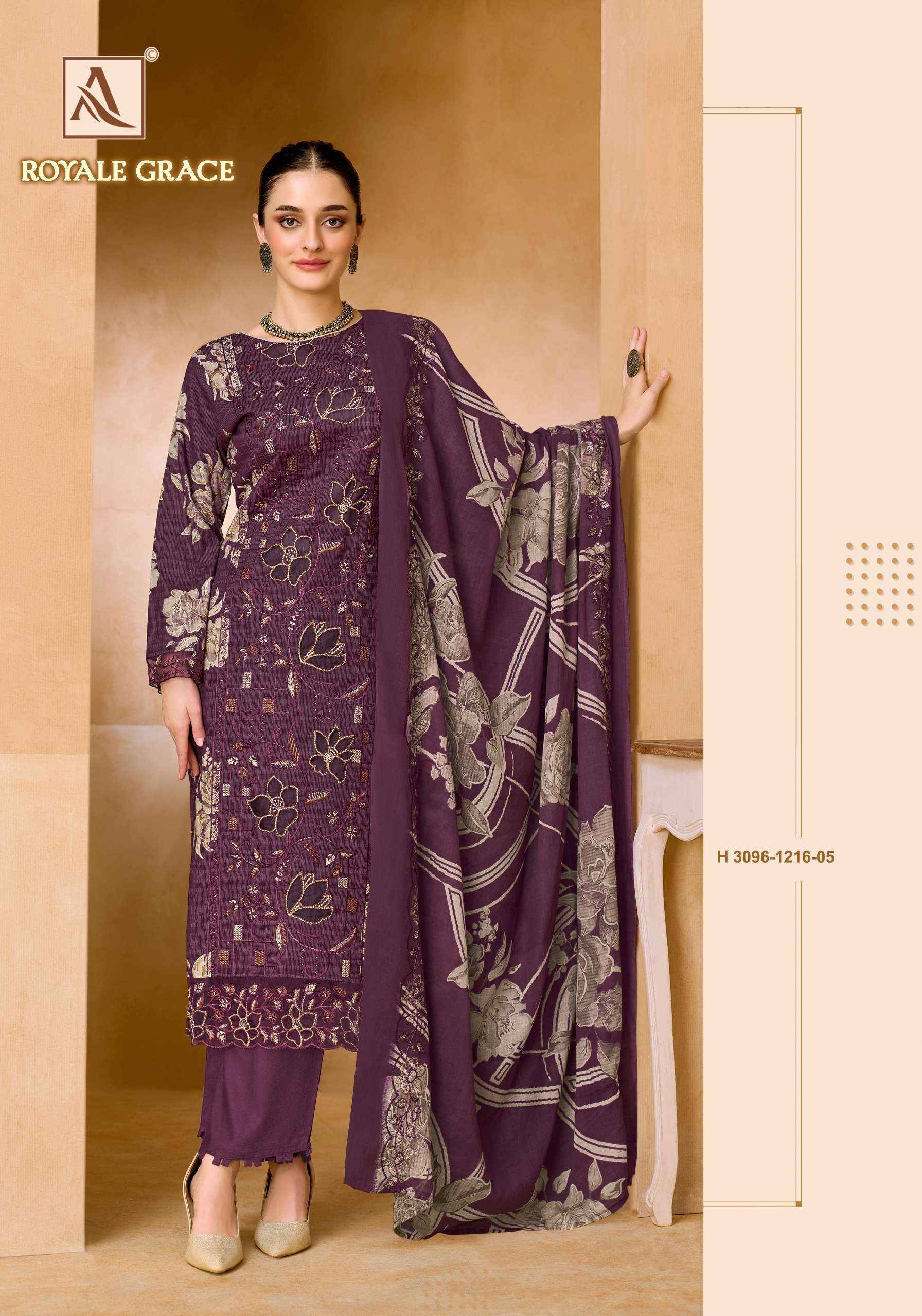 Alok Royale Grace Cambric Cotton Dress Material 6 pcs Catalog