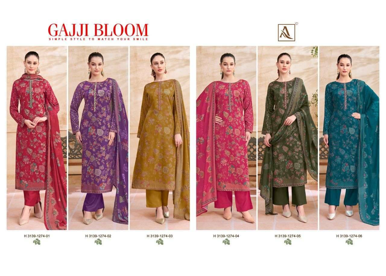 Alok Suit Gajji Bloom Viscose Pashmina Dress Material 6 Pcs Catalog