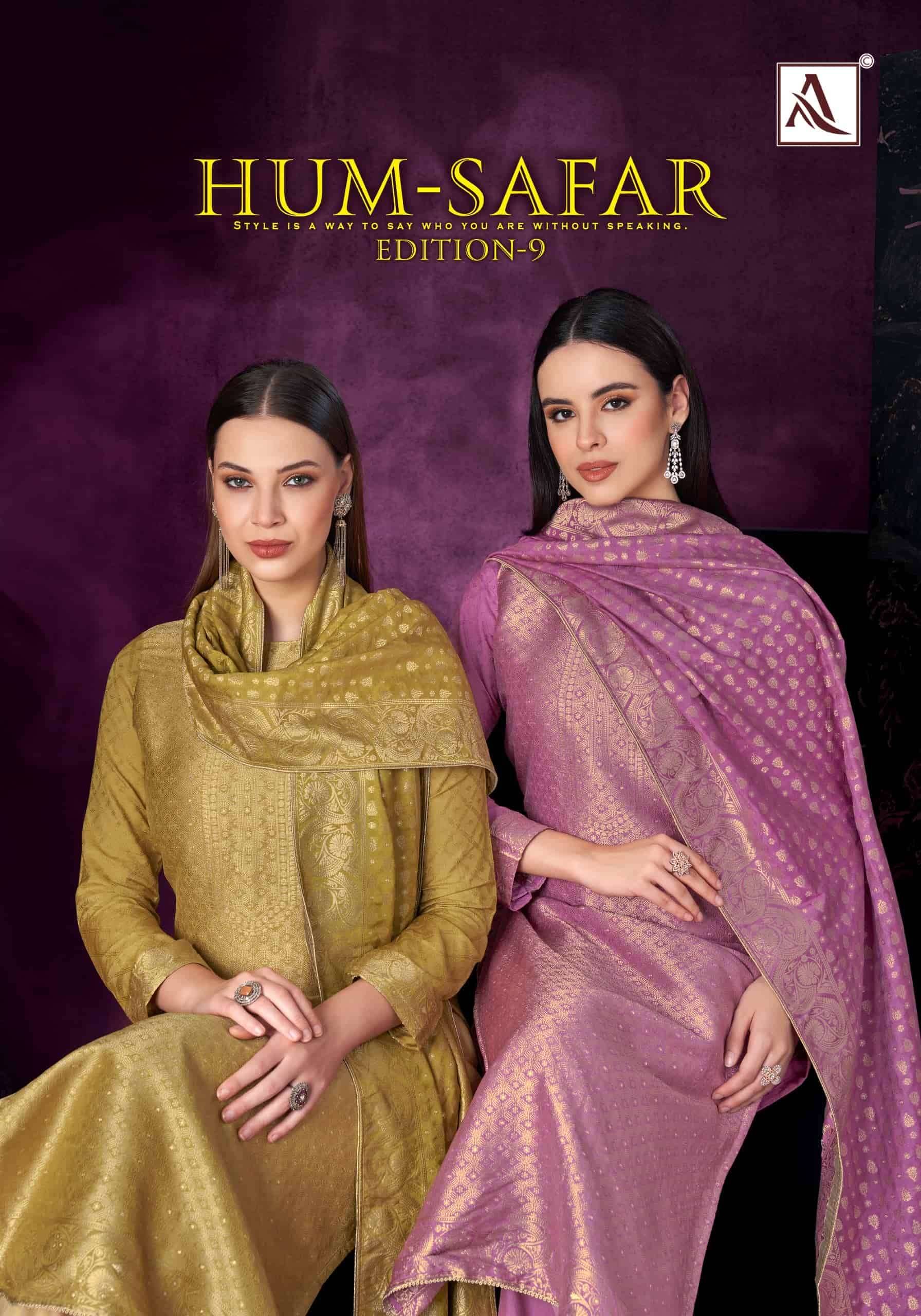 Alok Suit Hum Safar Edition 9 Designer Jacquard Salwar Kameez _ Surat Wholesale Market Price ( 6 Pcs Catalog )