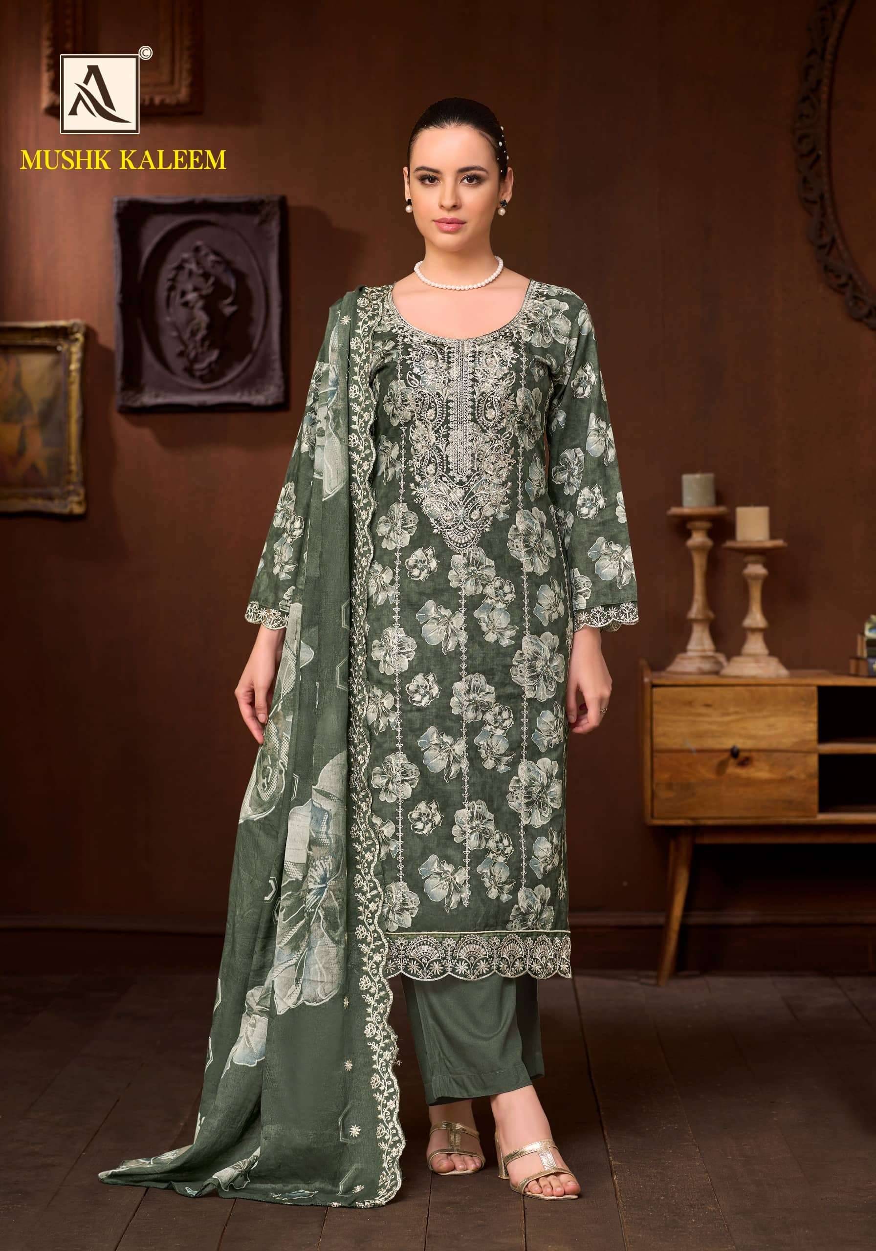 Alok Suit Mushk Kaleem Pure Cambric Salwar Kameez 6 Pcs Catalog