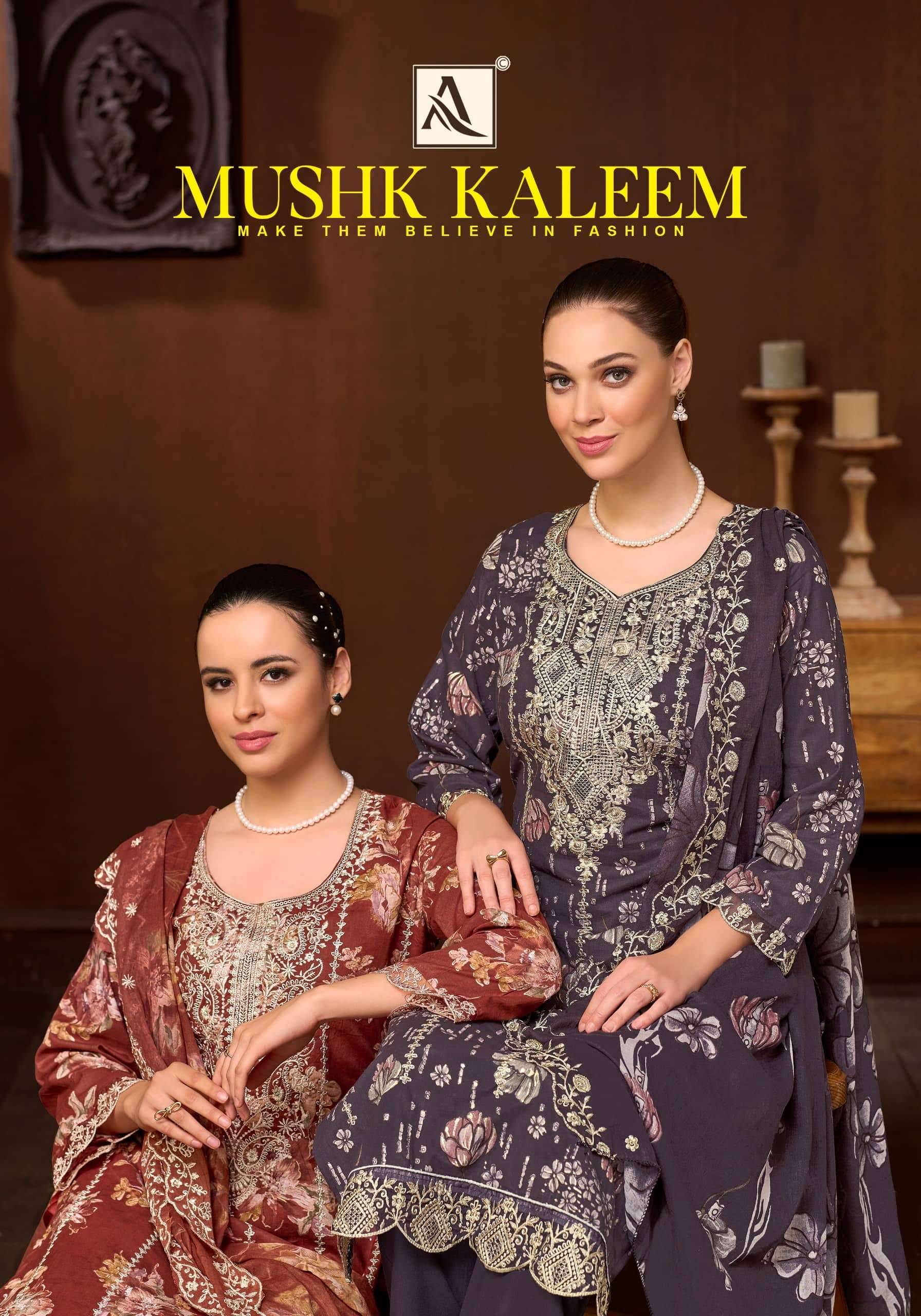 Alok Suit Mushk Kaleem Pure Cambric Salwar Kameez 6 Pcs Catalog