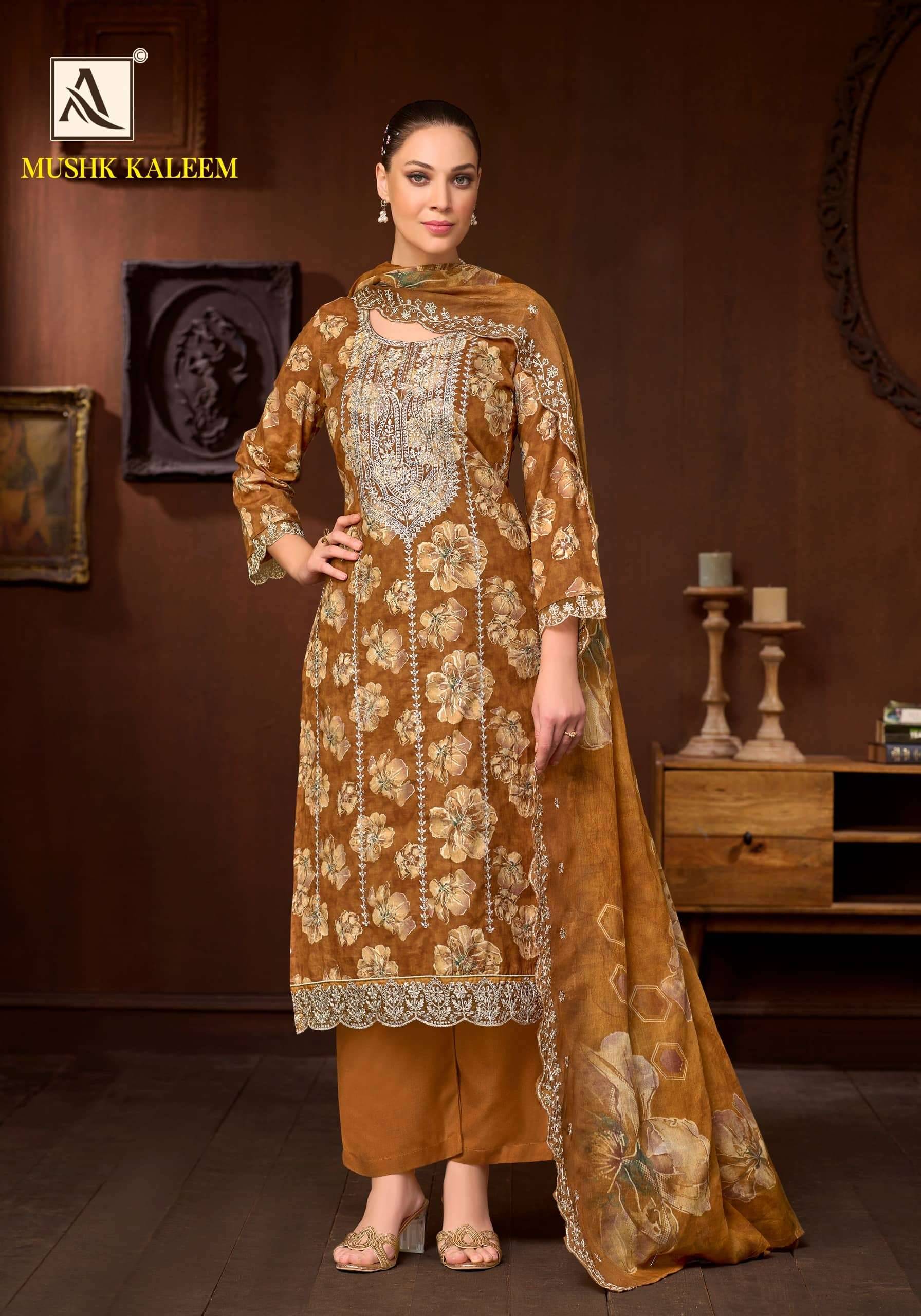 Alok Suit Mushk Kaleem Pure Cambric Salwar Kameez 6 Pcs Catalog