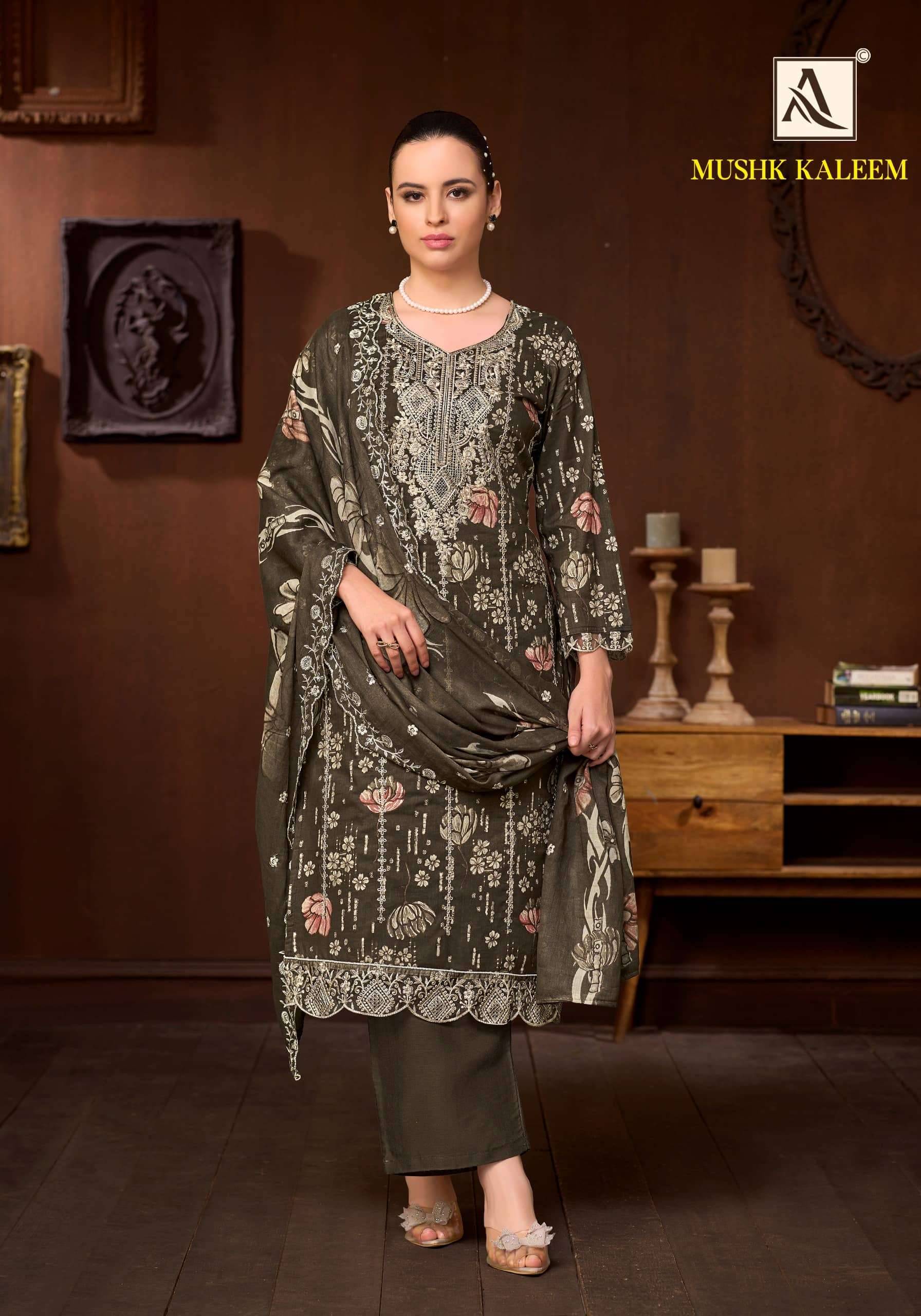 Alok Suit Mushk Kaleem Pure Cambric Salwar Kameez 6 Pcs Catalog