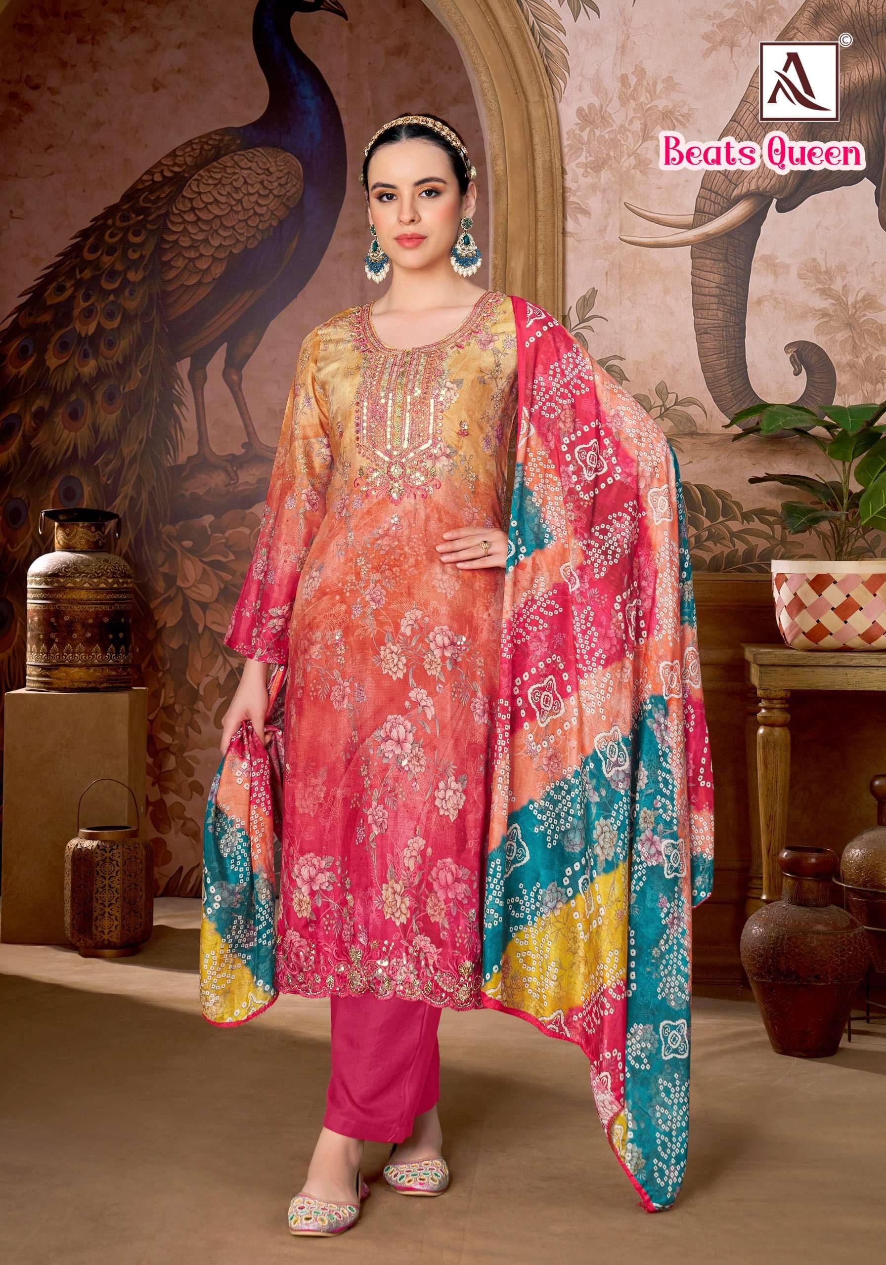 ALOK SUITS BEATS QUEEN VISCOSE DRESS MATERIAL 6 PCS CATALOG