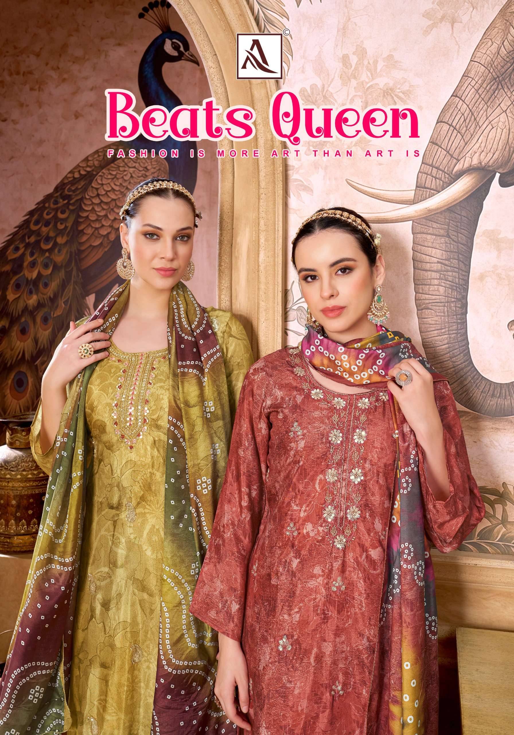 ALOK SUITS BEATS QUEEN VISCOSE DRESS MATERIAL 6 PCS CATALOG