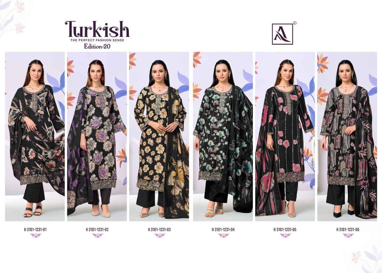 Alok Turkish Edition 20 Viscose Reyon Dress Material 6 pcs Catalog | Surat Wholesale Market