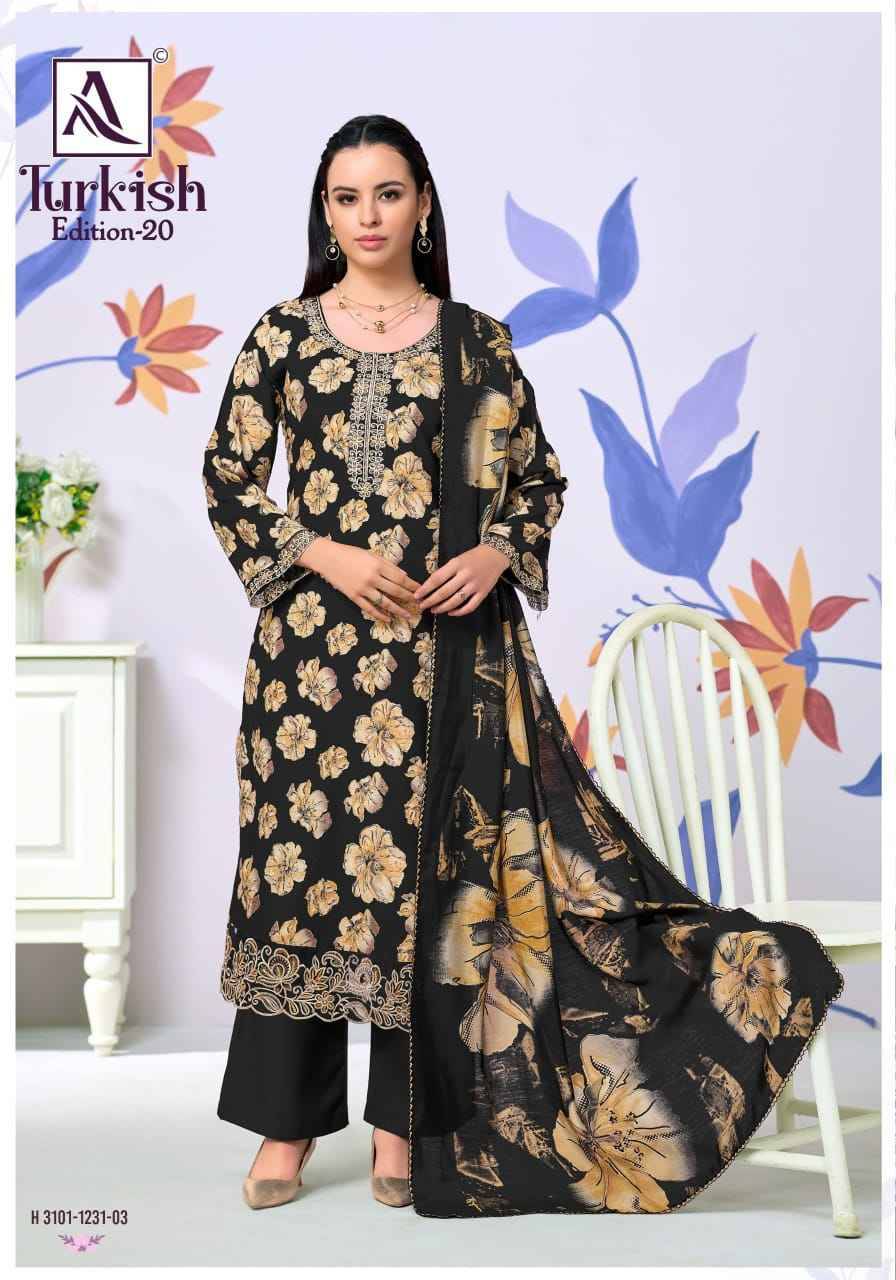 Alok Turkish Edition 20 Viscose Reyon Dress Material 6 pcs Catalog | Surat Wholesale Market