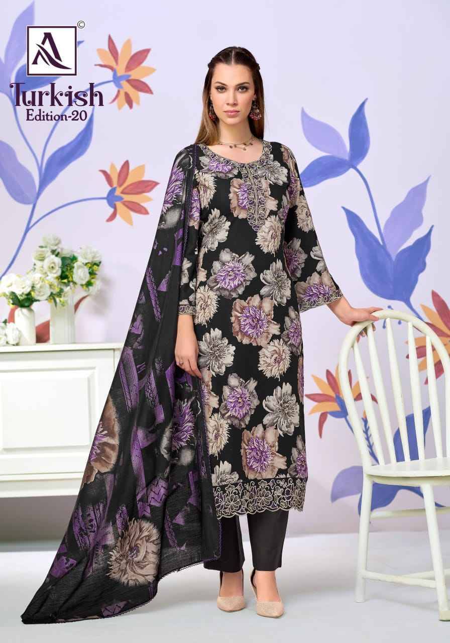 Alok Turkish Edition 20 Viscose Reyon Dress Material 6 pcs Catalog | Surat Wholesale Market