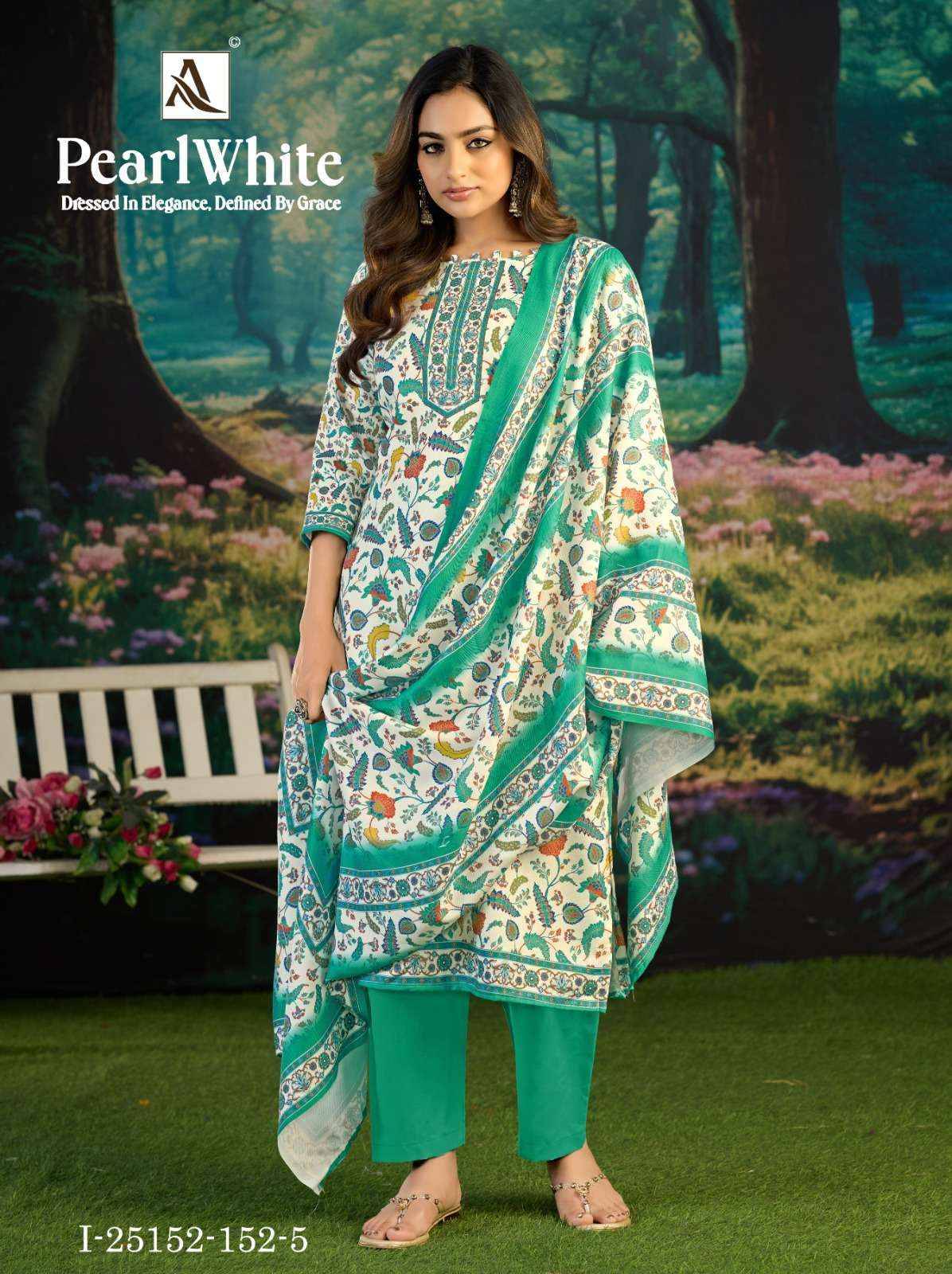 Alok White Pearl Pashmina Dress Material 6 pcs Catalog | Wholesale Textiles Direct from Surat