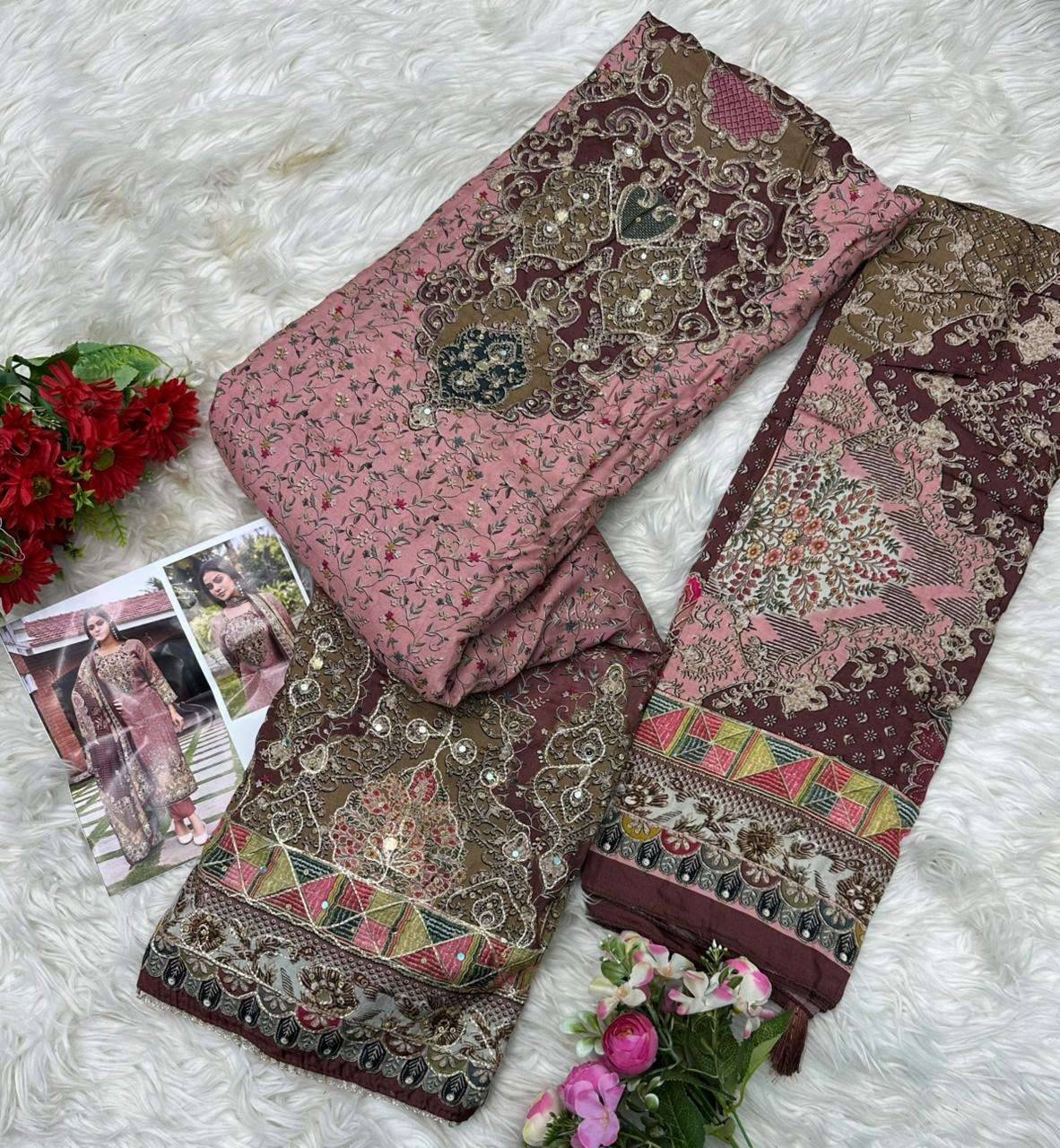 Amrutvela At 166 Abcd Premium Muslin Suit Pakistani Concept Salwar Kameez _ Surat Wholesale Market 4 Pcs Catalog 