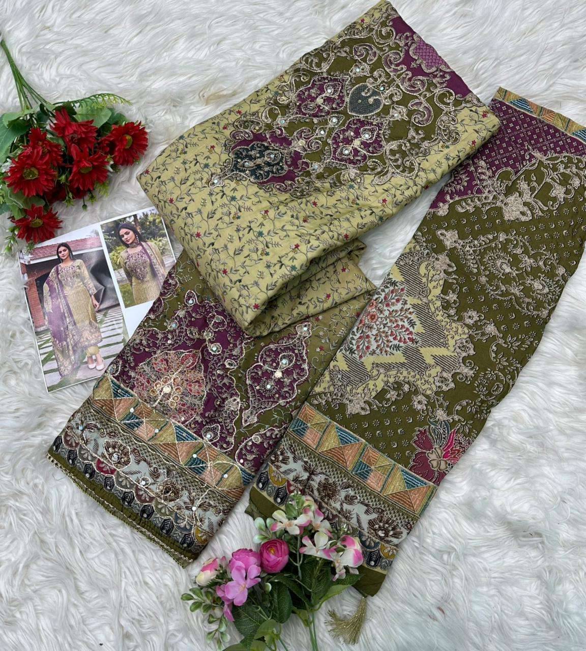 Amrutvela At 166 Abcd Premium Muslin Suit Pakistani Concept Salwar Kameez _ Surat Wholesale Market 4 Pcs Catalog 