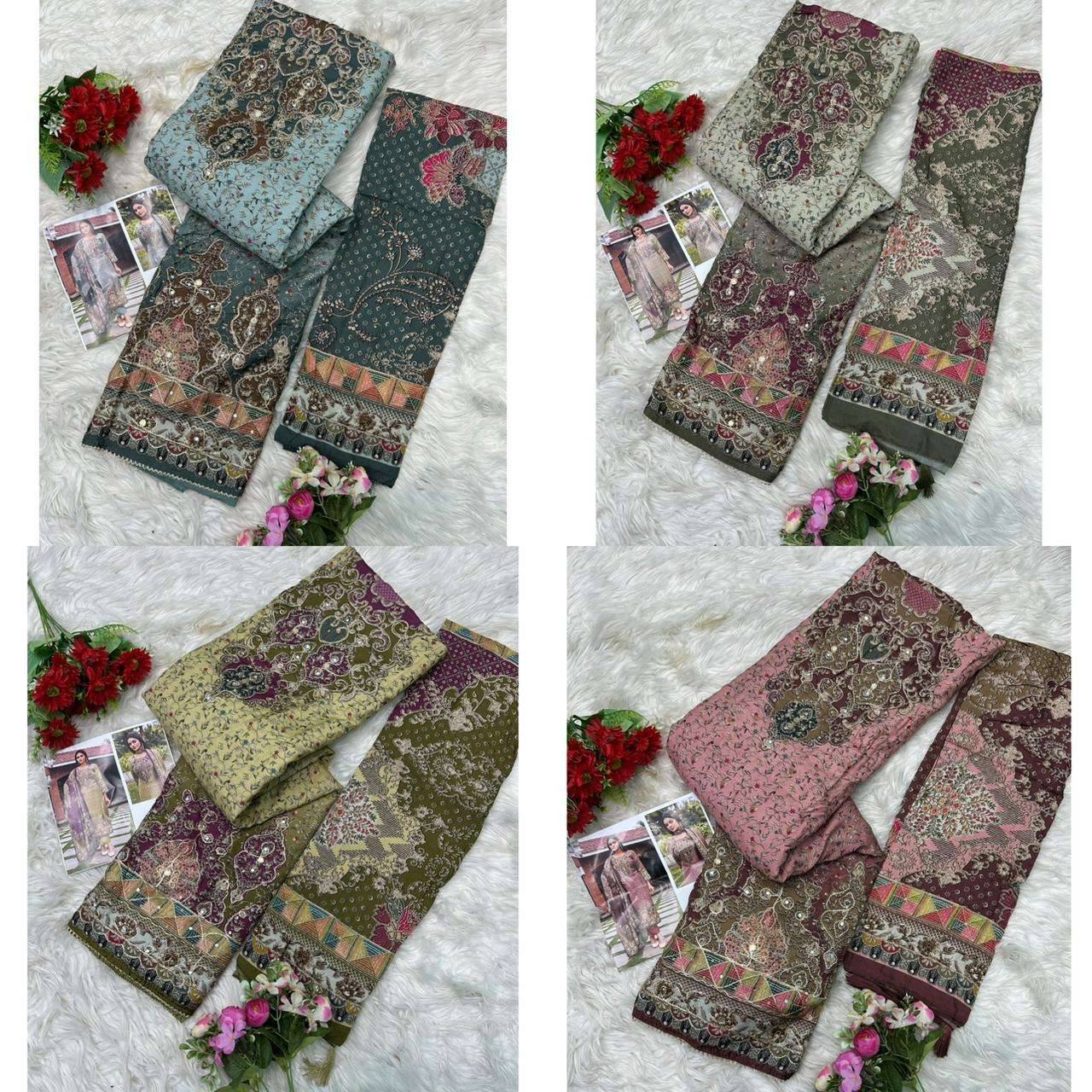 Amrutvela At 166 Abcd Premium Muslin Suit Pakistani Concept Salwar Kameez _ Surat Wholesale Market 4 Pcs Catalog 