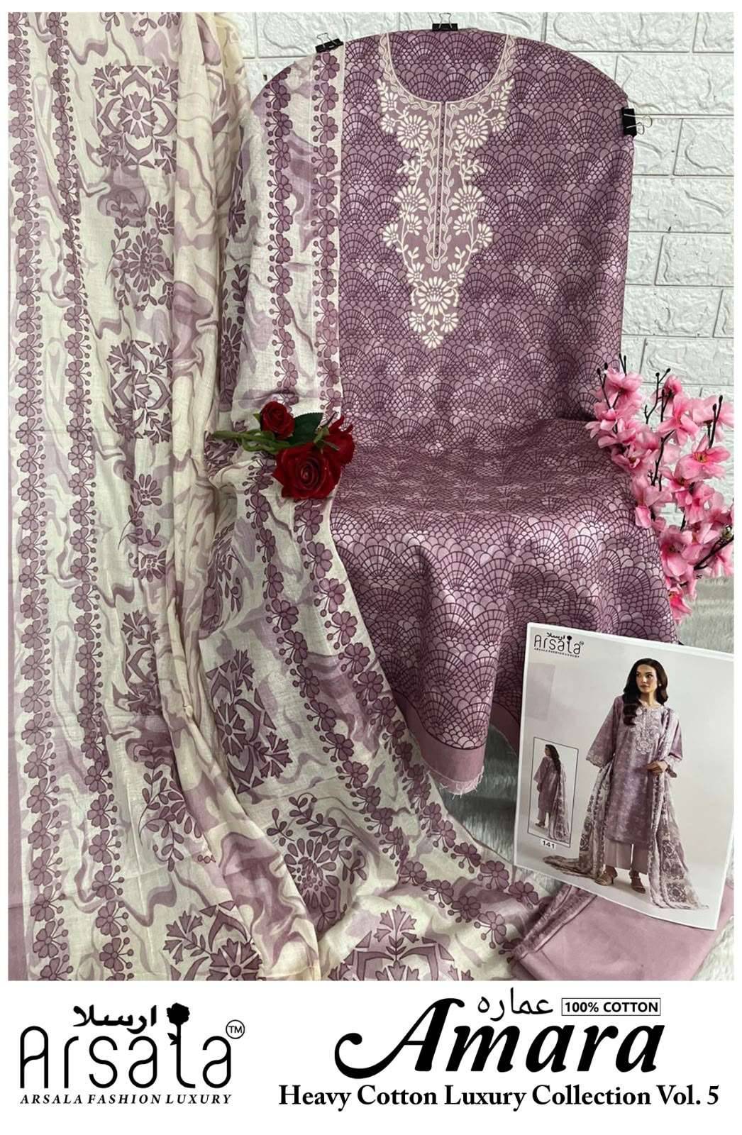Arsala Amara Vol 5 Printed Lawn Cotton Dress Material 6 Pcs Catalog