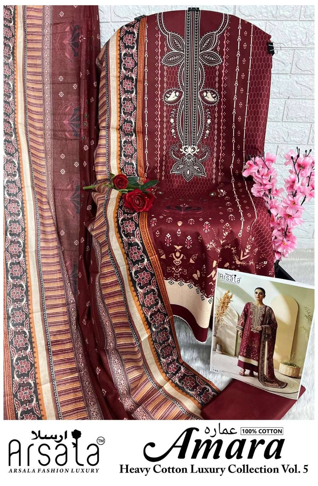 Arsala Amara Vol 5 Printed Lawn Cotton Dress Material 6 Pcs Catalog
