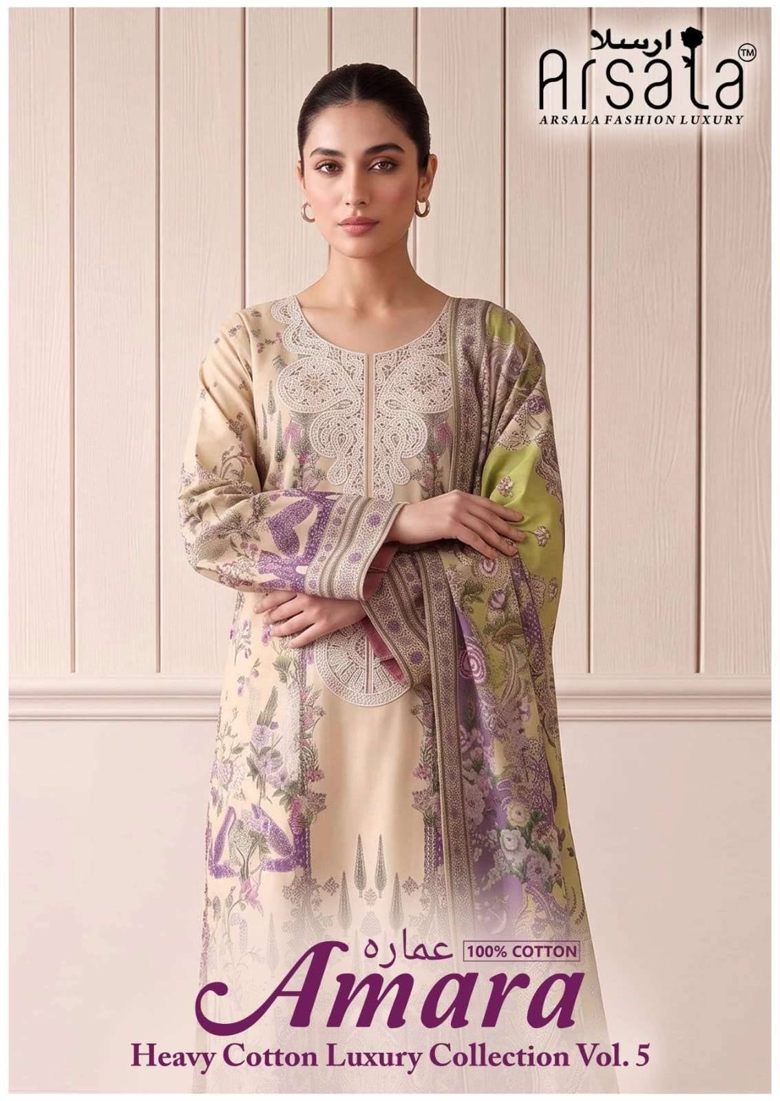 Arsala Amara Vol 5 Printed Lawn Cotton Dress Material 6 Pcs Catalog