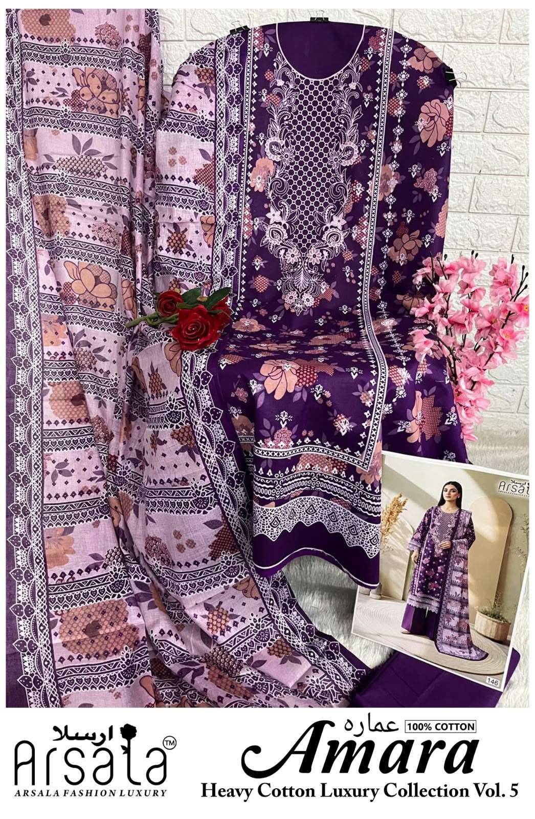Arsala Amara Vol 5 Printed Lawn Cotton Dress Material 6 Pcs Catalog