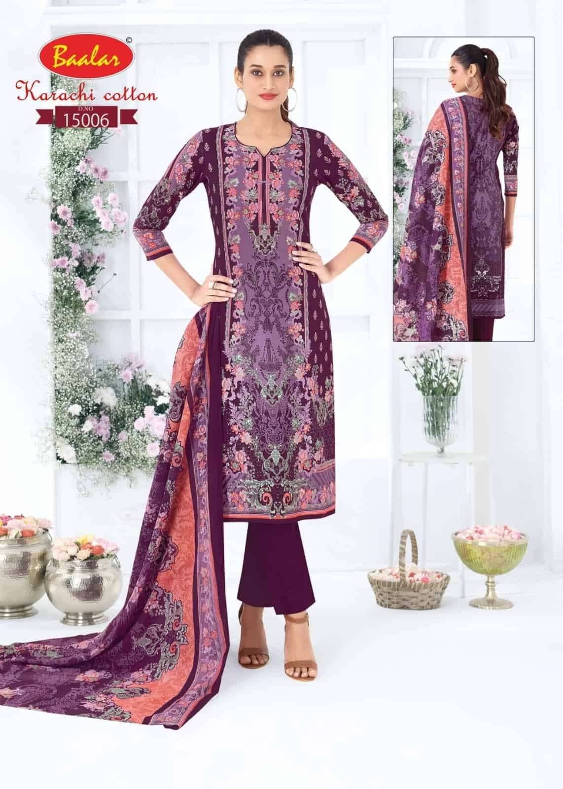 Baalar Karachi Cotton Vol 15 Pure Lawn Cotton Dress Material 12 Pcs Catalog
