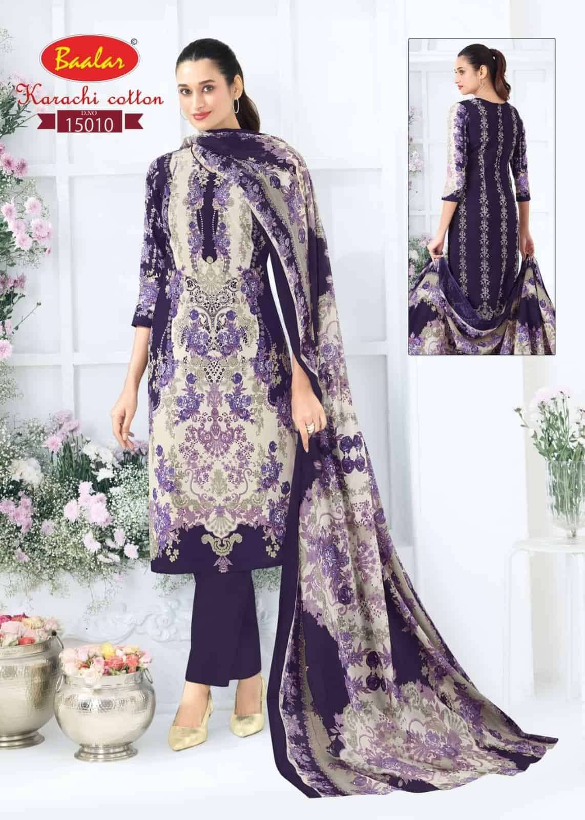 Baalar Karachi Cotton Vol 15 Pure Lawn Cotton Dress Material 12 Pcs Catalog