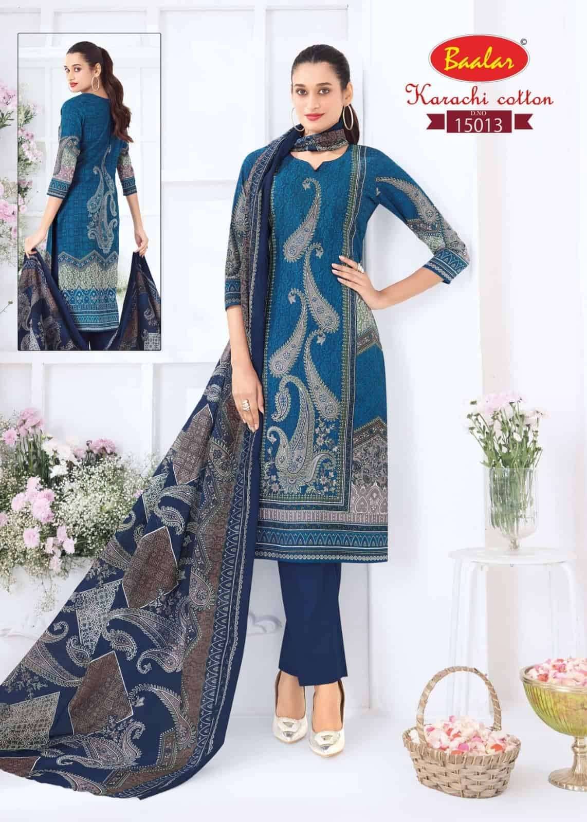 Baalar Karachi Cotton Vol 15 Pure Lawn Cotton Dress Material 12 Pcs Catalog