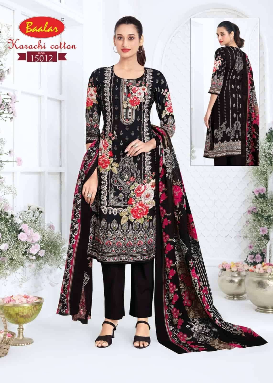 Baalar Karachi Cotton Vol 15 Pure Lawn Cotton Dress Material 12 Pcs Catalog