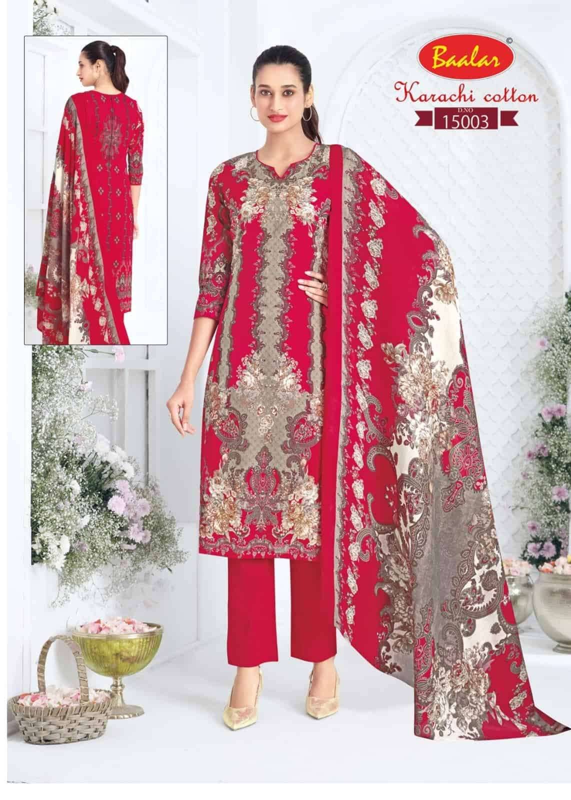 Baalar Karachi Cotton Vol 15 Pure Lawn Cotton Dress Material 12 Pcs Catalog