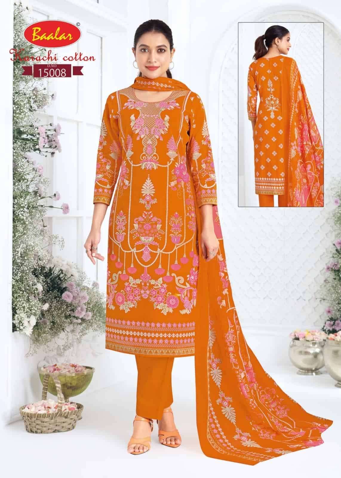 Baalar Karachi Cotton Vol 15 Pure Lawn Cotton Dress Material 12 Pcs Catalog