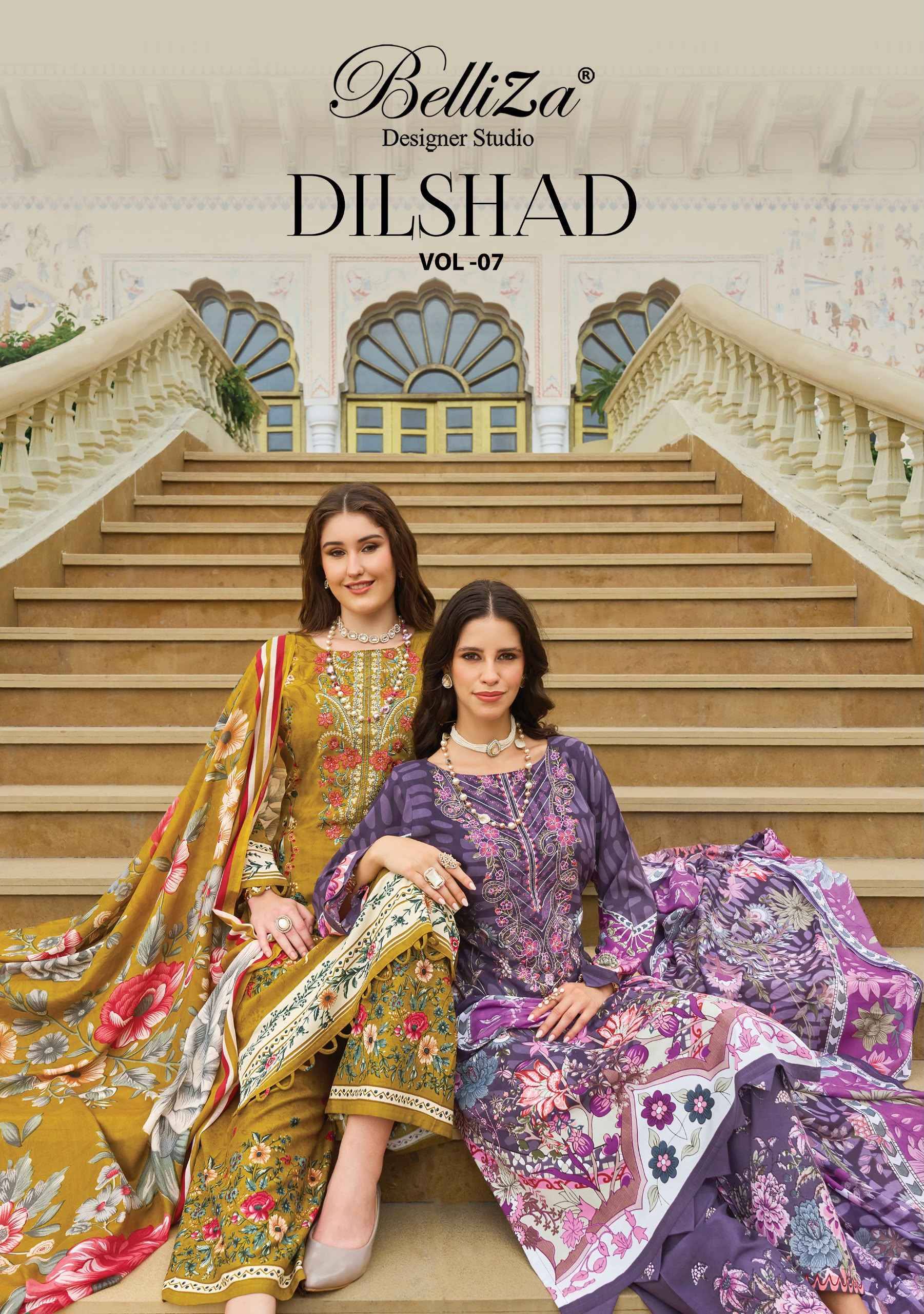 Belliza Dilshad Vol 7 Viscose Rayon Salwar Kameez 8 pcs Catalog