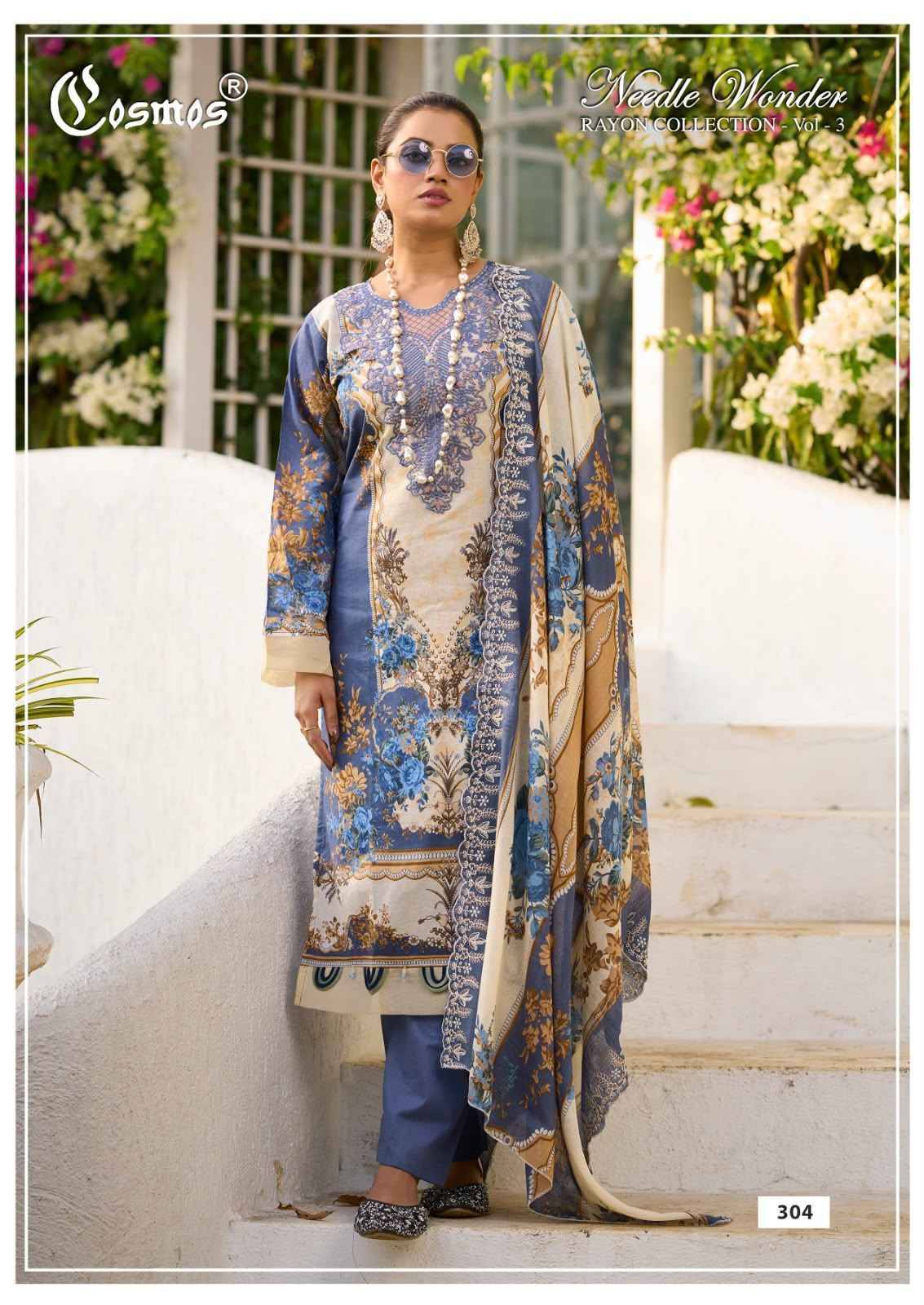 Cosmos Needle Wonder Rayon Vol 3 Rayon Dress Material 8 pcs Catalog