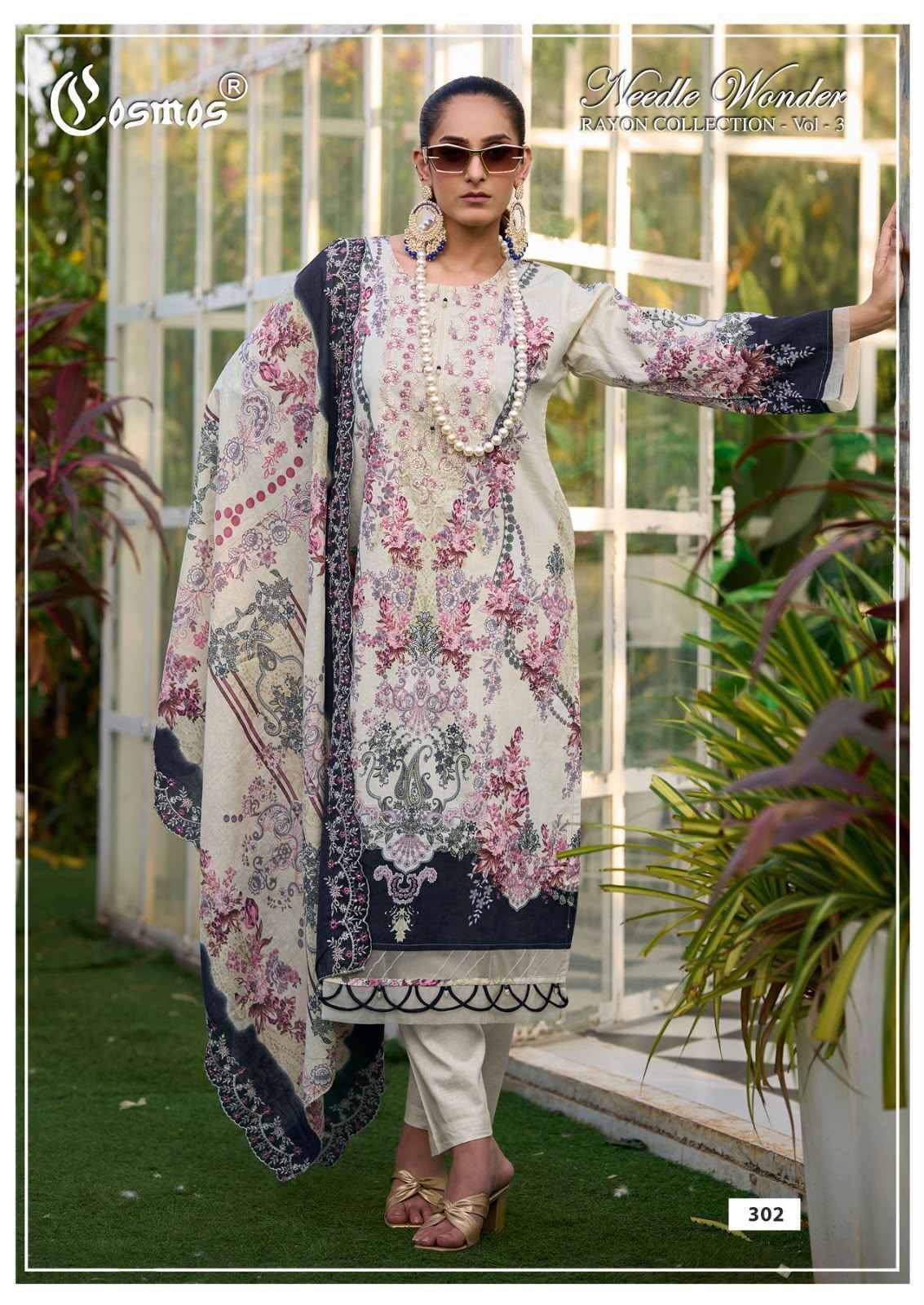Cosmos Needle Wonder Rayon Vol 3 Rayon Dress Material 8 pcs Catalog