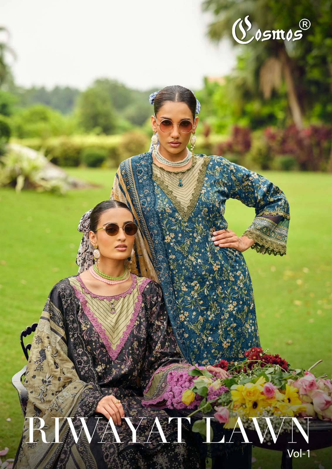 Cosmos Riwayat Lawn Vol 1 Cotton Pakistani Dress Material 6 Pcs Catalog